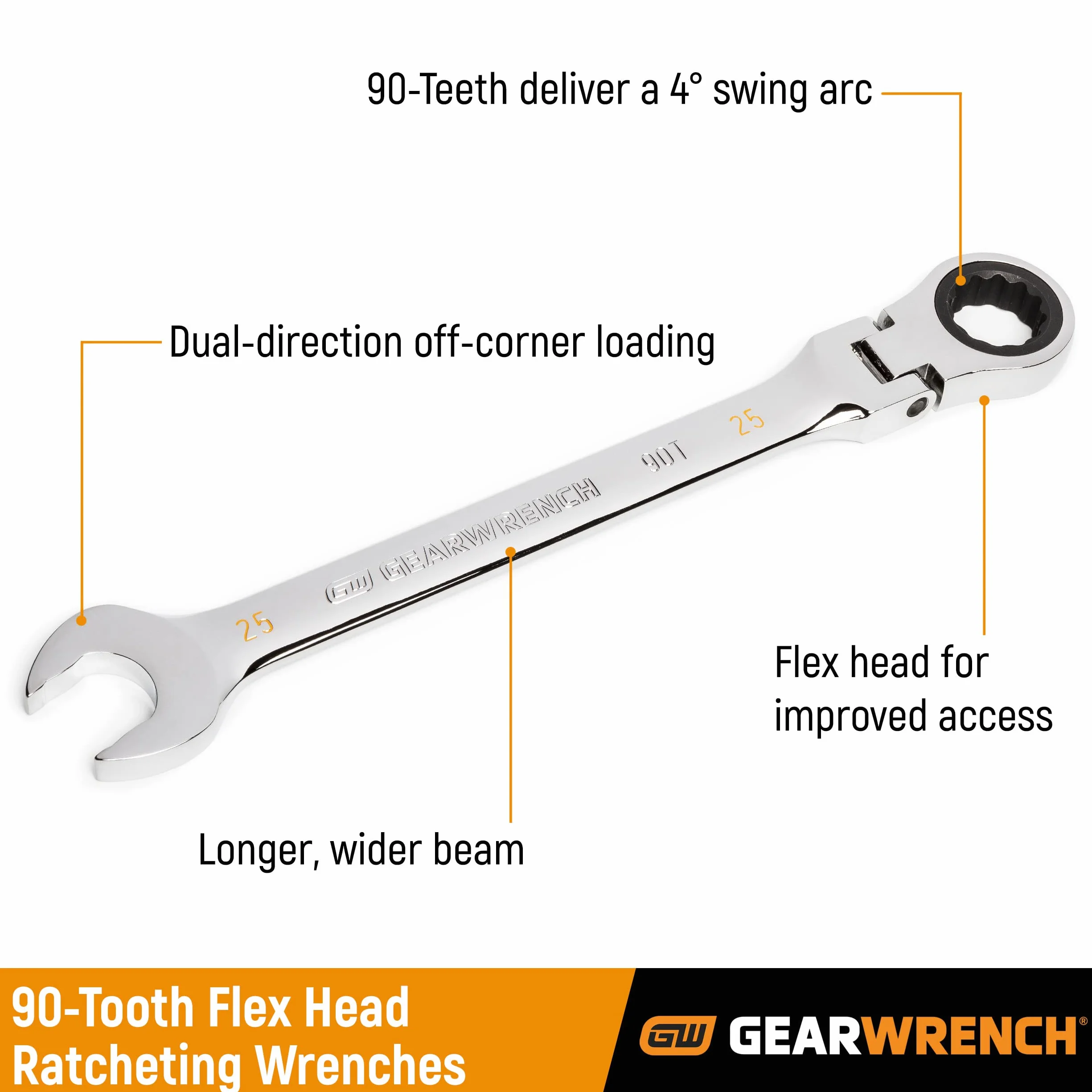 GEARWRENCH 11/32" 4-stopniowy łuk wychylny 12-punktowy klucz płasko-oczkowy z grzechotką - 86742