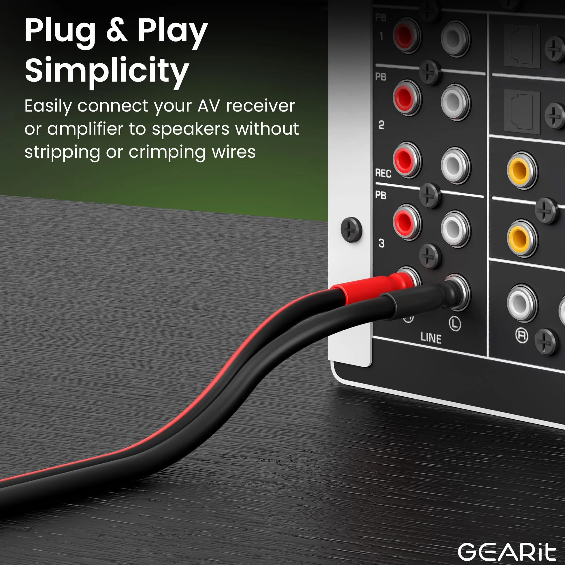GearIT Kabel głośnikowy 14 AWG z wtyczkami bananowymi do Bi-Wire HiFi