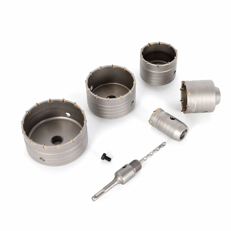 6 szt., piły do betonu, adapter SDS Plus 40-120 mm, zestaw pił do betonu, do betonu, cementowego kamienia