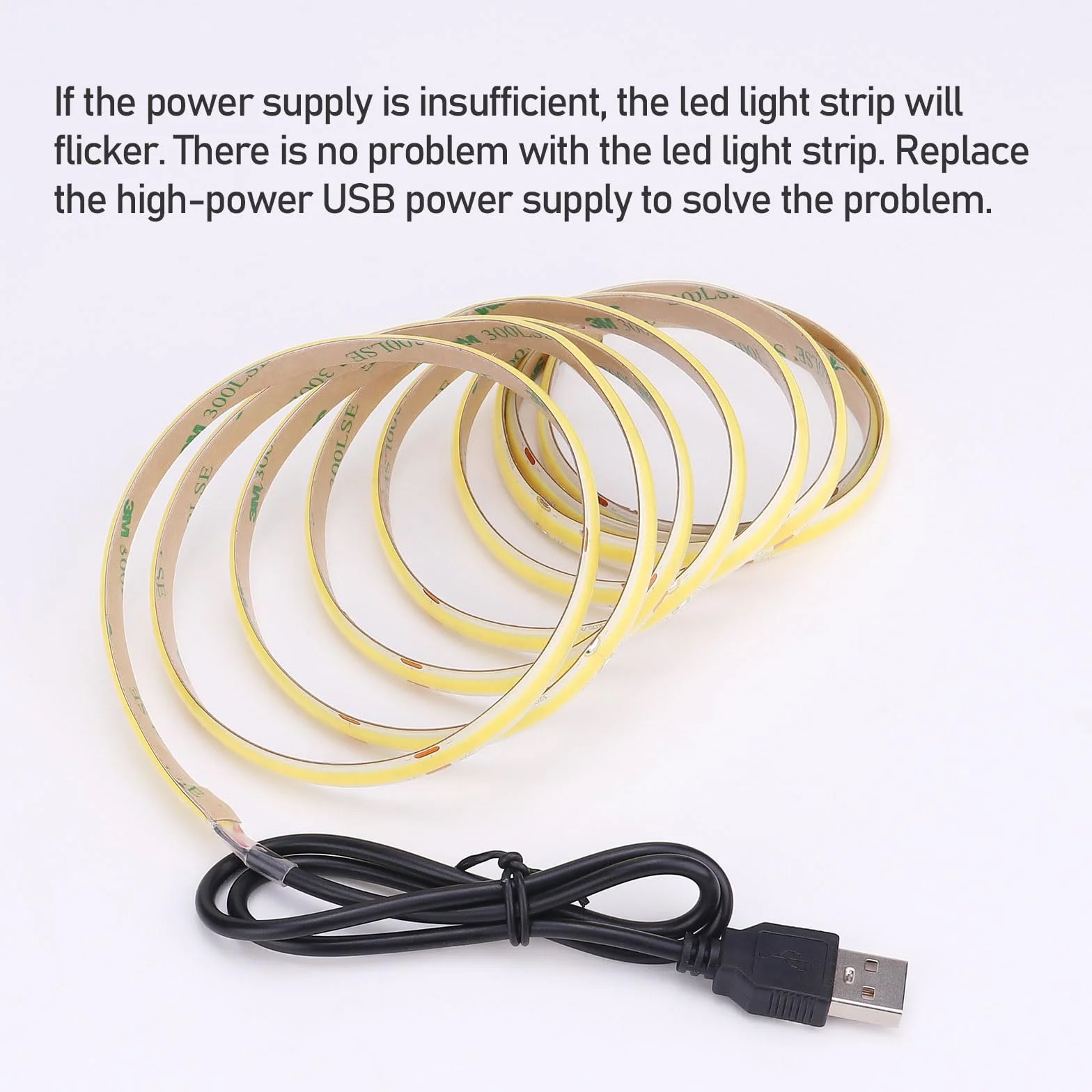 GOMING 5V Taśma LED COB USB Ciepła Biel 3000K IP65 Wodoodporny Zasilany przez USB CRI 93+ 640LEDs 2M Jednolite Światło Elastyczny Pasek LED dla DIY Oświetlenie Dekoracyjne