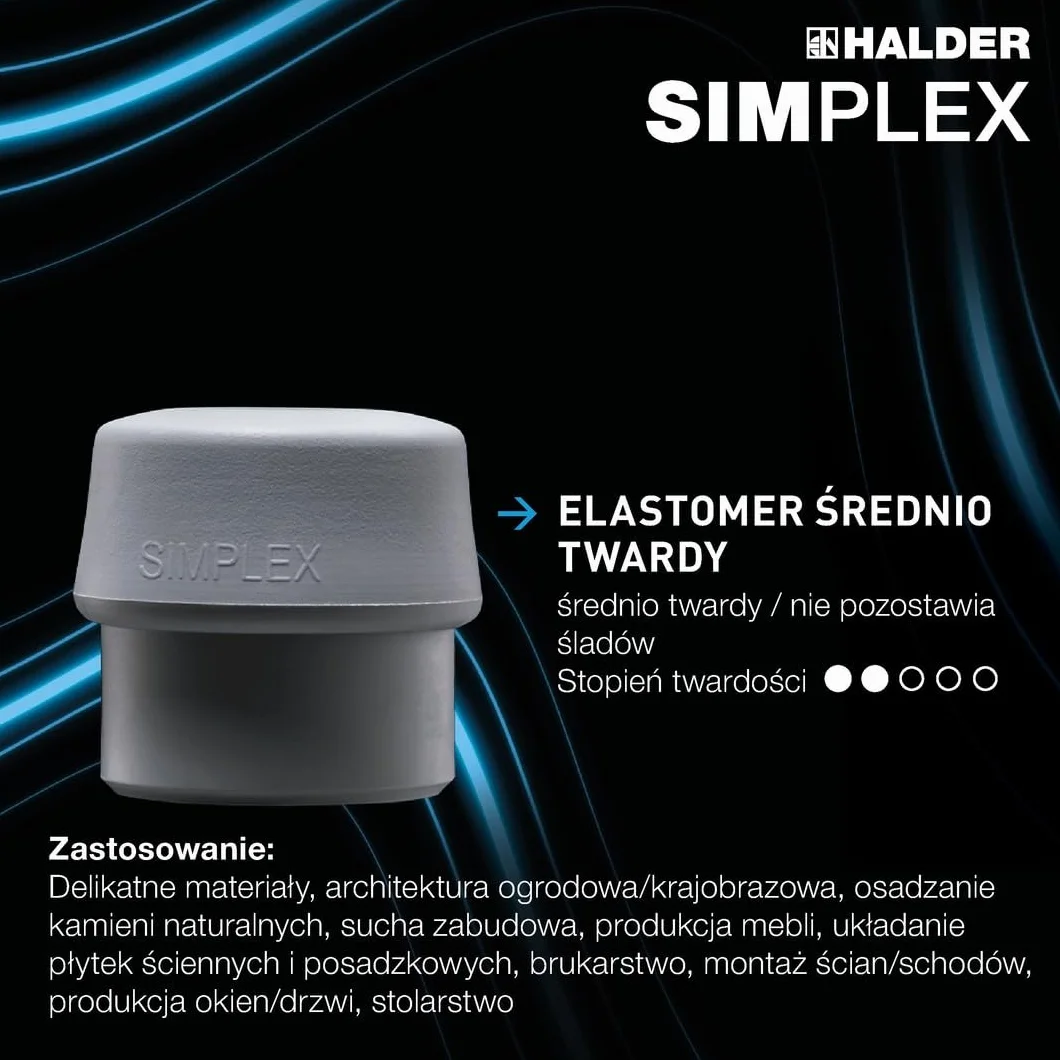 Halder 3738050 TPE-Mid/nylon młot z miękką tarczą ze wzmocnioną obudową ze stali odlewanej, wielokolorowy, 50 mm