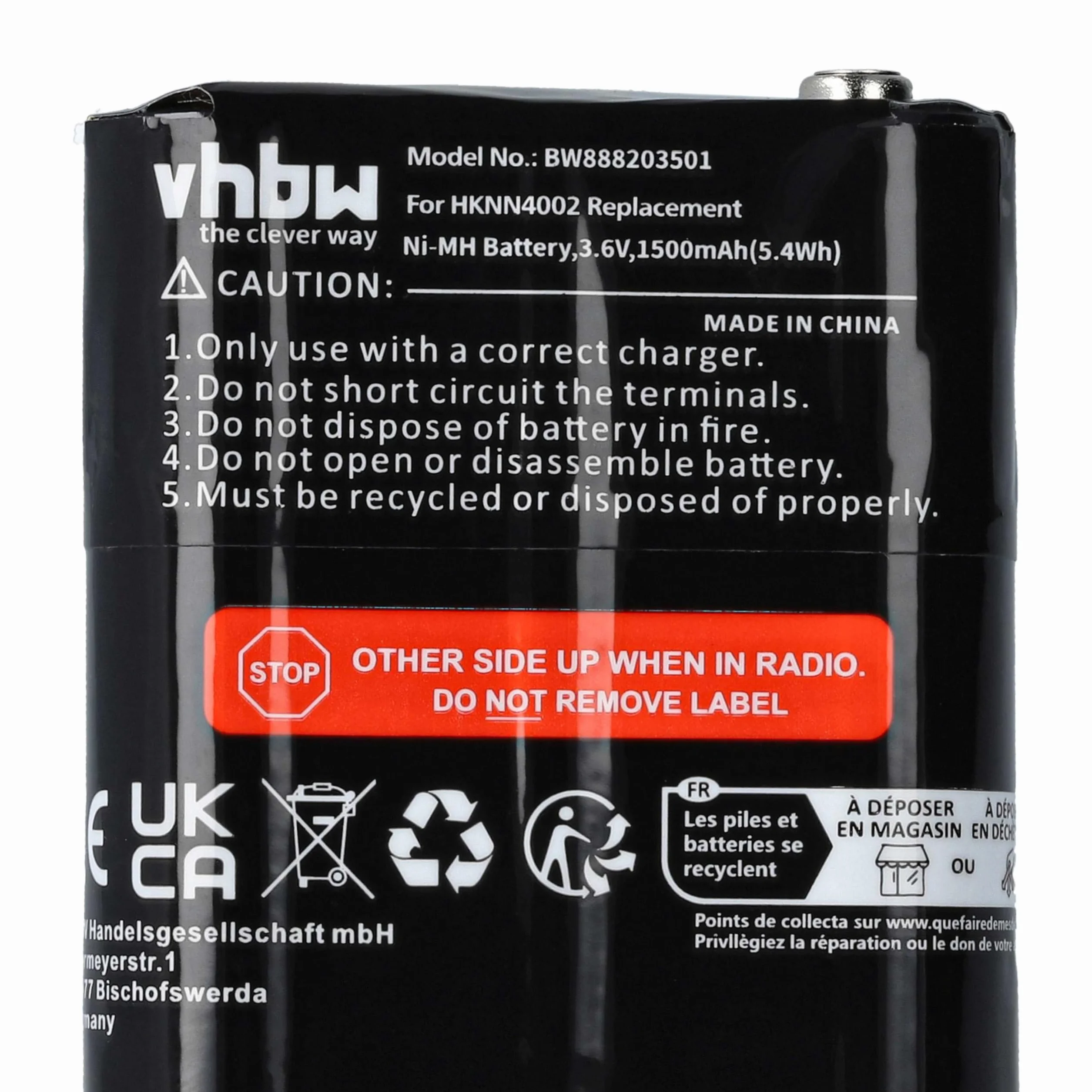 vhbw Zestaw 5 baterii zamiennik Motorola NNTN4385 PMNN4477 NNTN4384 PMNN4477A PMNN4477AR do radia 1500mAh 3,6V NiMH