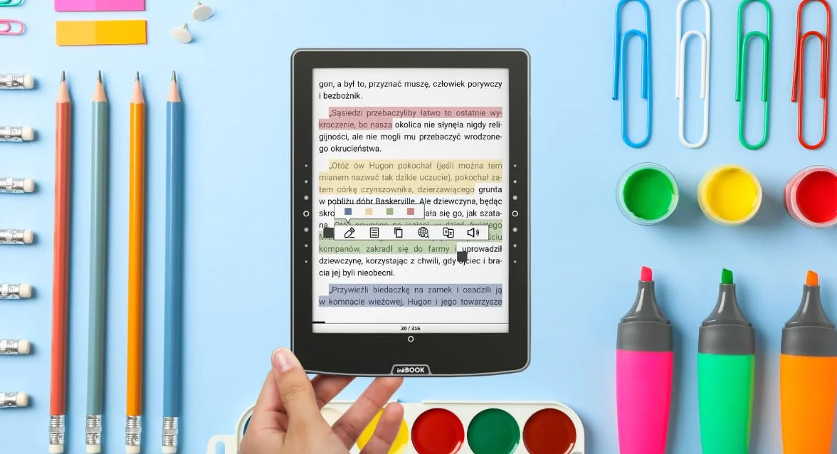 inkBOOK Solaris Color Blue | 6” czytnik ebooków | podświetlany ekran | aplikacje Kindle, Legimi, Empik Go Wattpad | audiobooki i TTS | bez reklam | polskie menu |