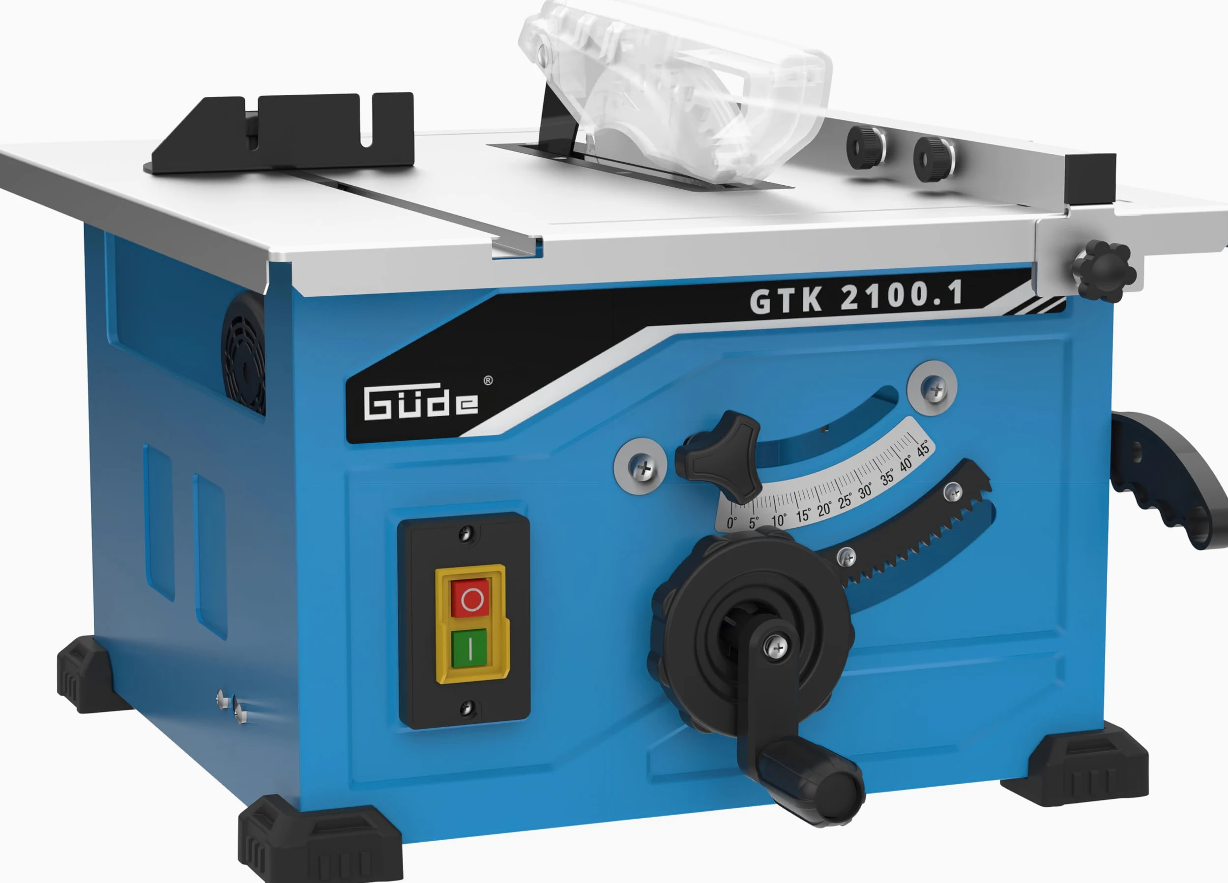 Güde GTK 2100.1 stołowa pilarka tarczowa (1200 W, TÜV/GS, 2950 1/min, wysokość cięcia 45 mm, brzeszczot HM Ø 210 mm, ogranicznik kątowy i równoległy, przyłącze do instalacji odsysającej, ochrona