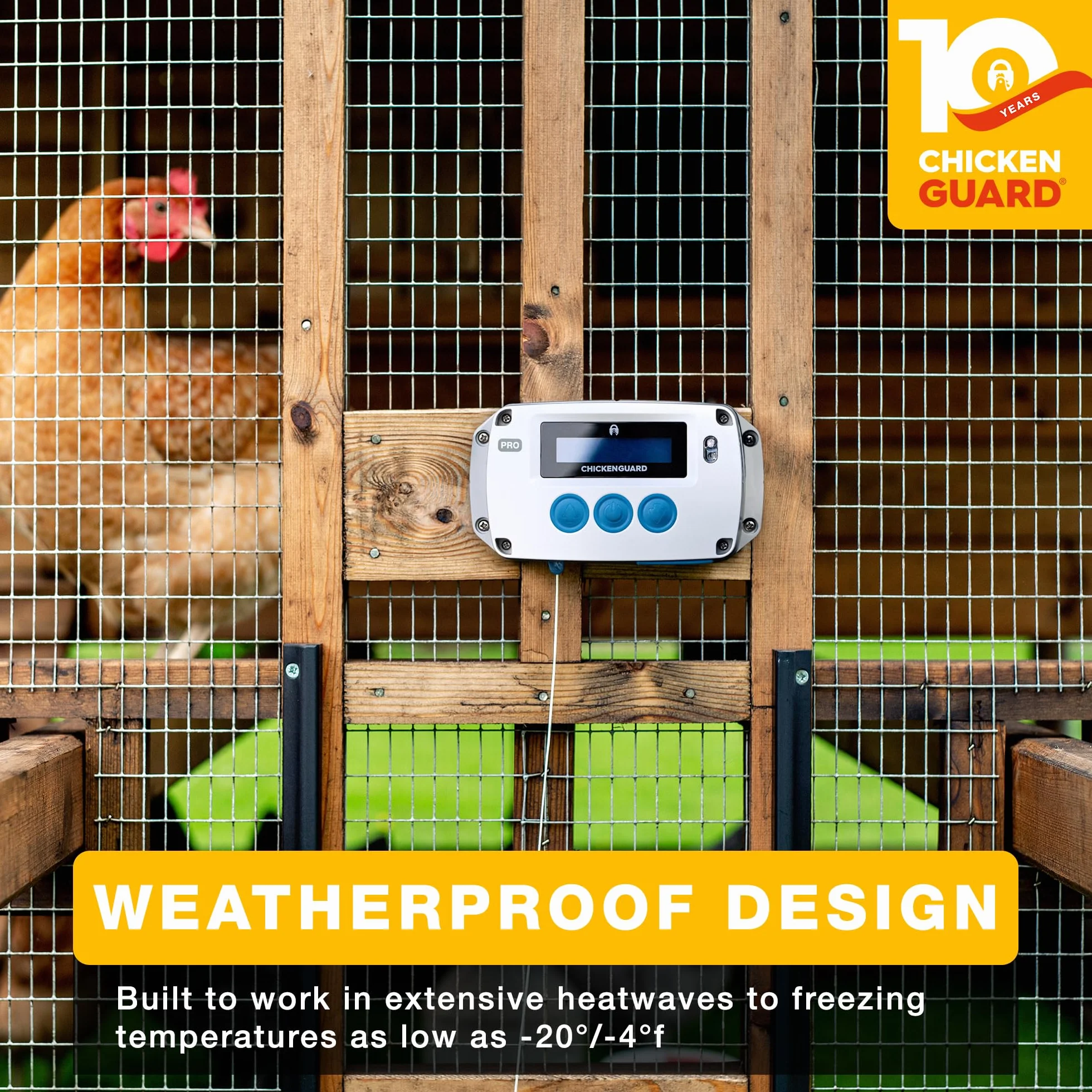 ChickenGuard PRO (Premium & Extreme Combined) - Nowy automatyczny otwieracz do drzwi kurnika 2023, podnosi drzwi do 2kg, na baterie/prąd,