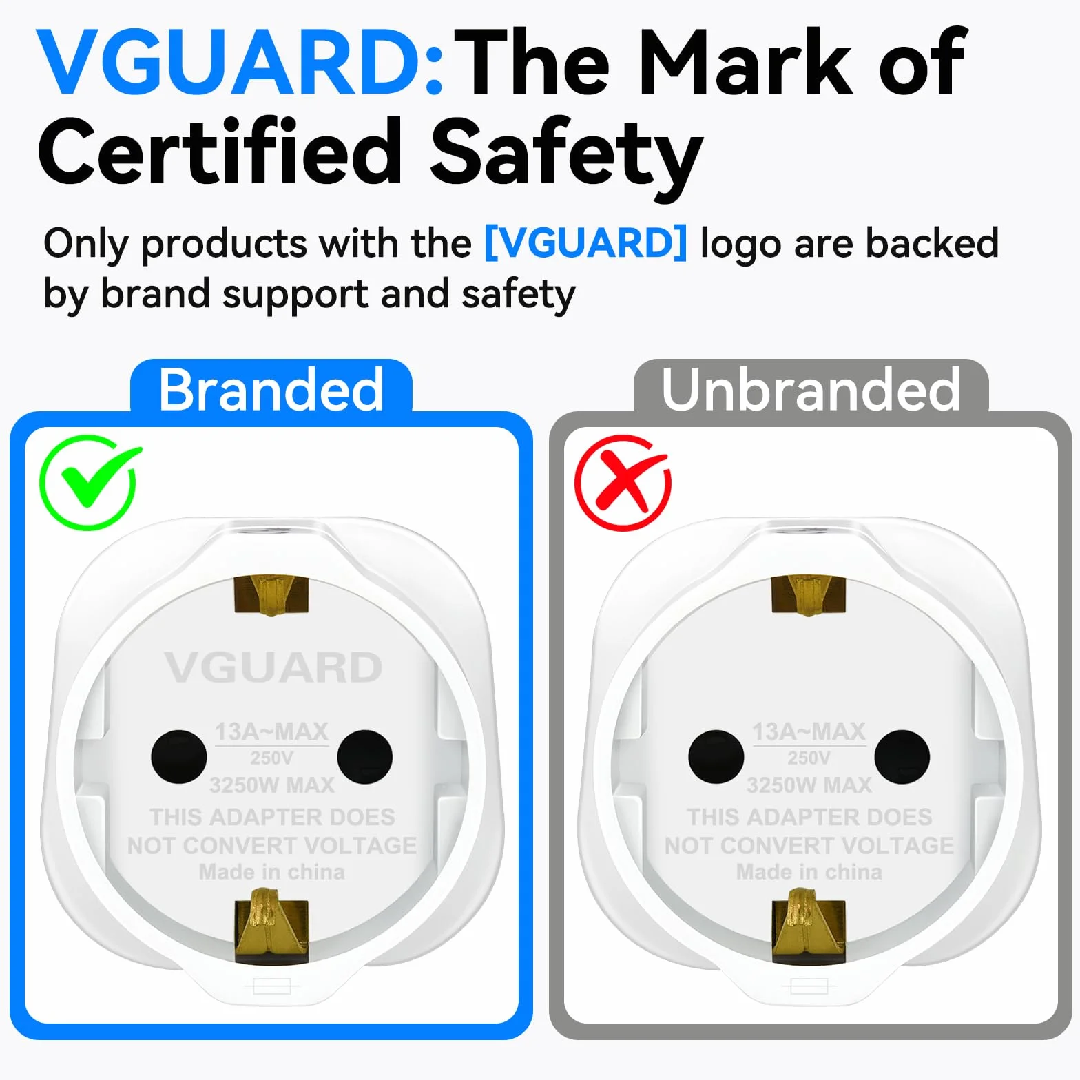 VGUARD UK adapter podróżny, 6 sztuk, wtyczka Anglia, wtyczka podróżna, wtyczka Schuko UE do UK - biały