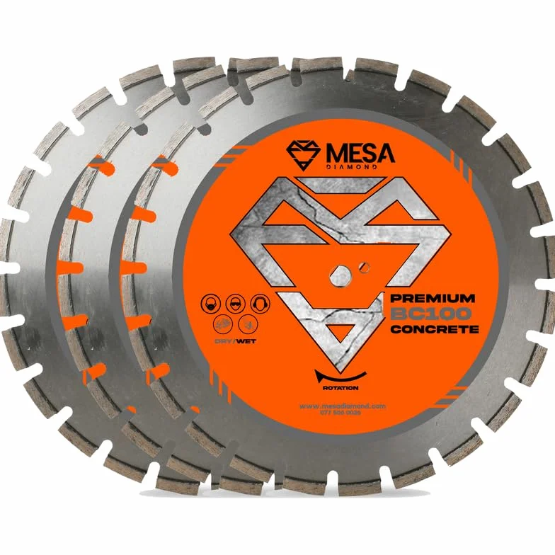 (3 sztuki) 16 cali / (400 mm) brzeszczoty diamentowe do betonu BC100 | Premium diamentowe piły do ogólnego przeznaczenia, betonu, cegły/bloku, muru, piły do cięcia kamienia | MESA DIAMOND®