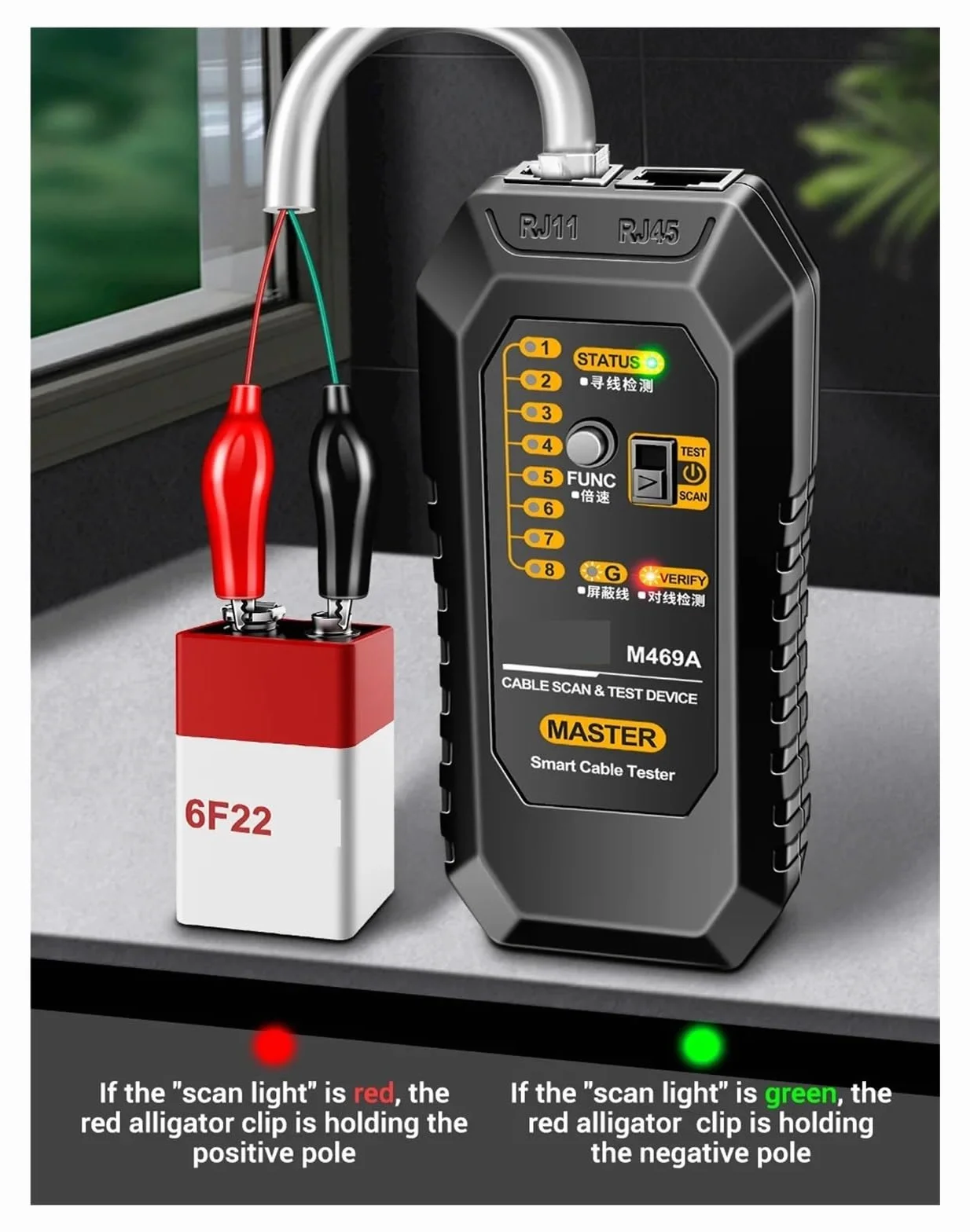 Inteligentny tester kabli sieciowych RJ45 RJ11, LAN, lokalizator przewodów, odbiornik, narzędzie elektryczne do naprawy sieci Testy transmisji(Standard version)
