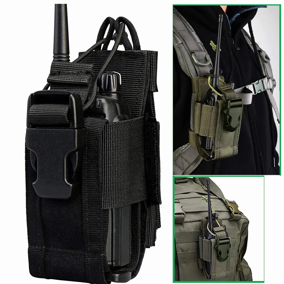 Kyrio uchwyt na radio regulowany pojemnik do przechowywania narzędzi Molle kabura na radio Walkie Talkie Heavy Duty Holder czarny