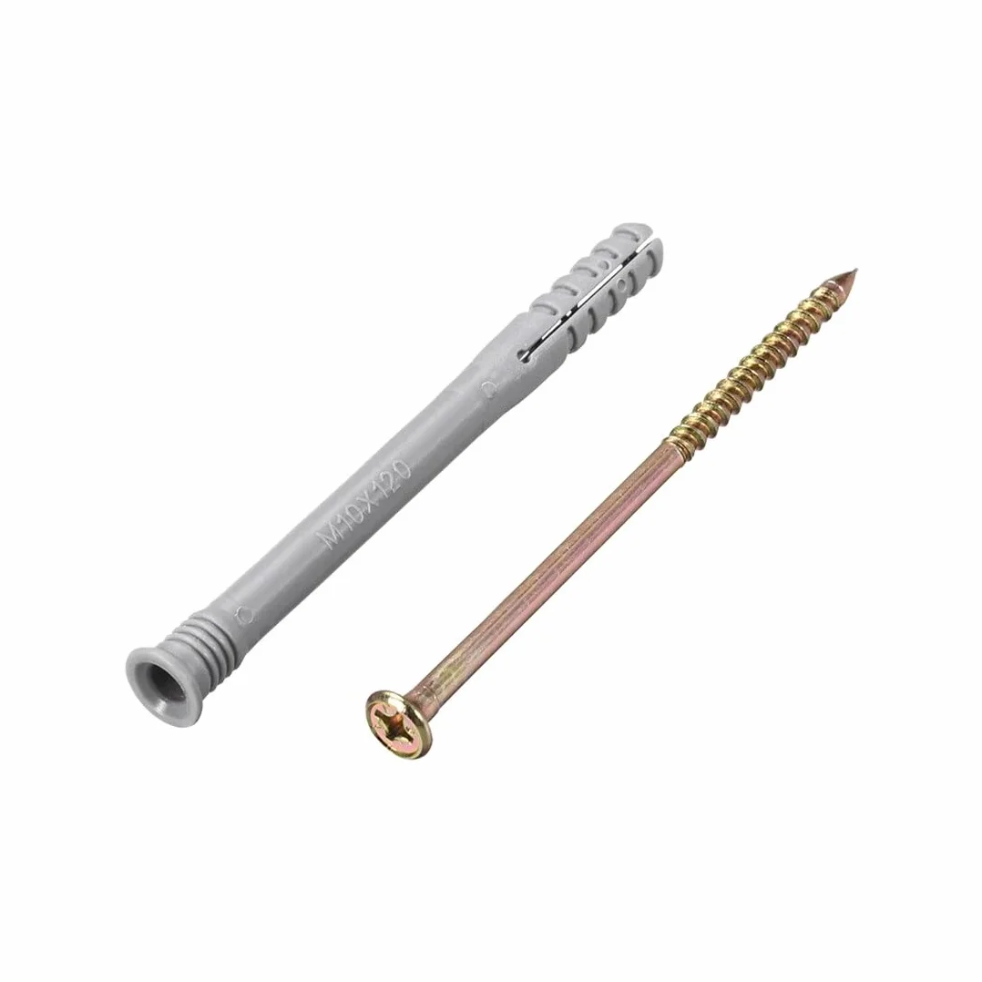 rura betonowa, 30 sztuk 10mm x 120mm plastikowa rura rozprężna kolumna betonowa kotwa kołek rozporowy rama mocowania rura ze śrubami szary