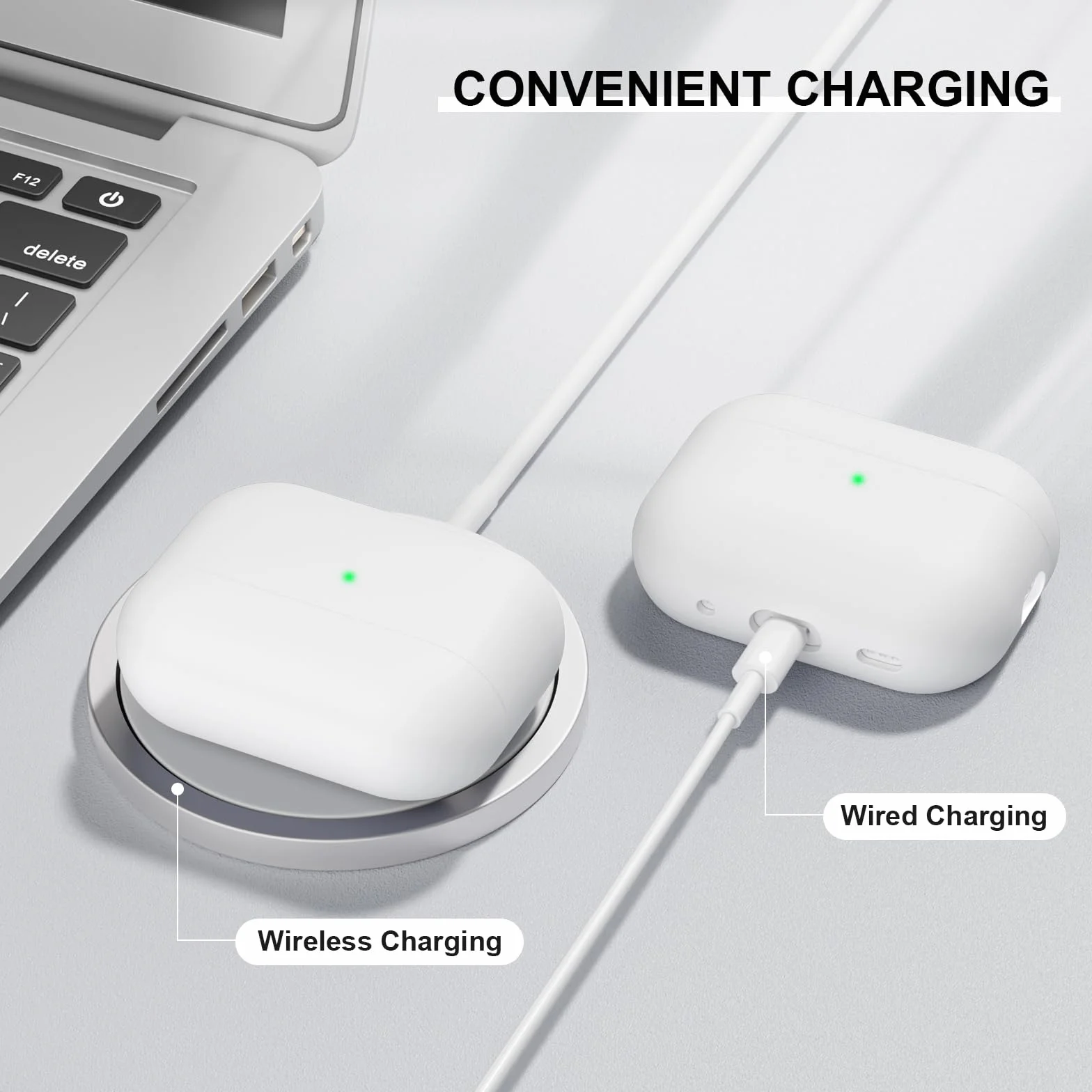 Etui kompatybilne z Airpods Pro 2 generacji 2022, ultra cienkie, silikonowe, odporne na uderzenia, miękkie etui ochronne do Airpods Pro 2, pełna ochrona do Airpods Pro 2 (białe)