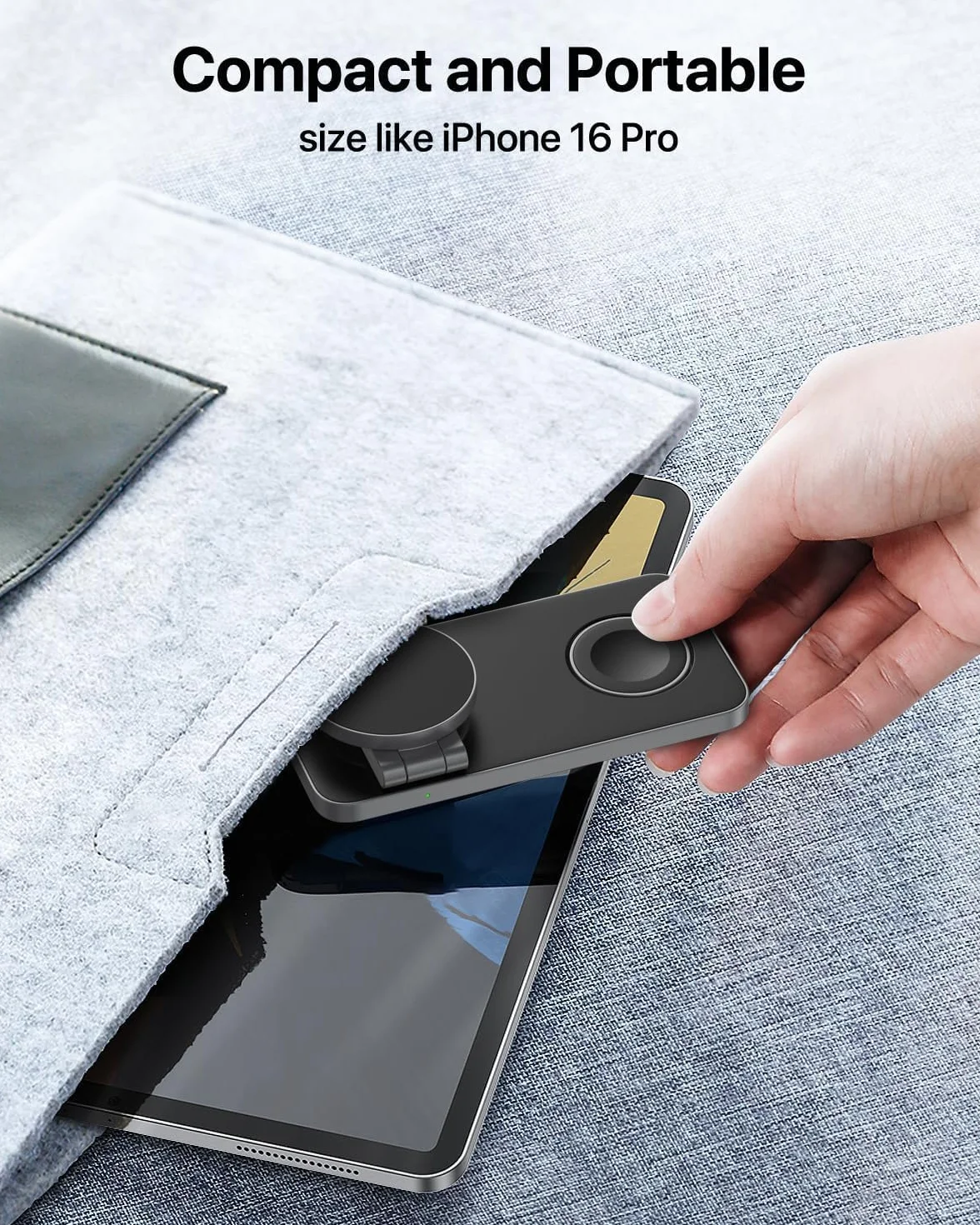 Bezprzewodowa ładowarka 3 w 1 Apple składana indukcyjna do iPhone 17 16 15 14 13 12, Apple Watch 9/8/7/6/SE/5/4/3, AirPods Pro