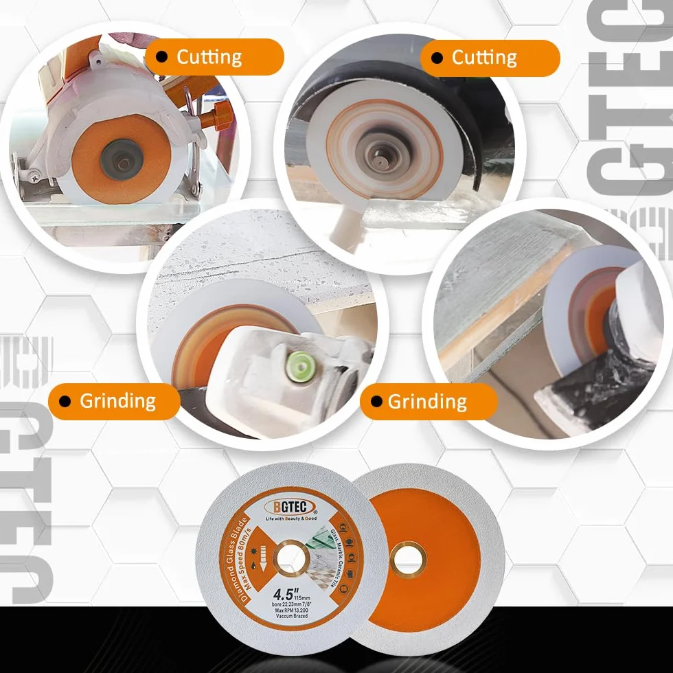BGTEC tarcza do cięcia szkła, 5 cali, 125 mm, diamentowe ostrze do szkła, jadeitu, kryształu, butelki wina, płytek ceramicznych, marmuru, sztucznego kamienia, 5 szt