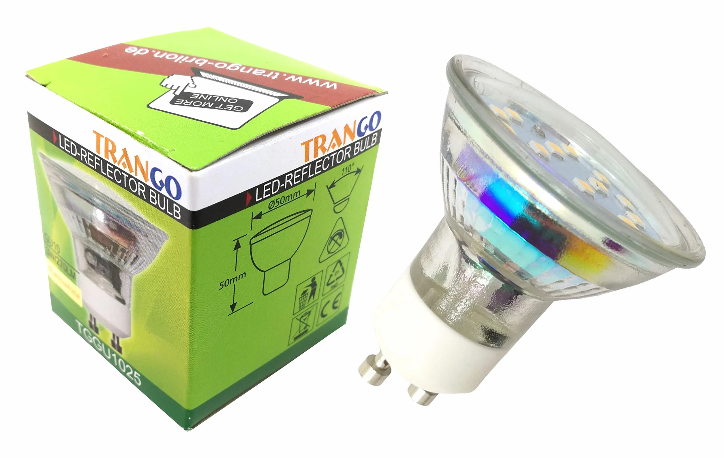 Trango Lampa wtykowa LED 11-046 w kolorze białym ze szklanym kloszem, lampka nocna z wtyczką wraz z 1 x GU10 3000 K ciepła biel żarówka LED i przełącznik ON/OFF lampka do czytania, lampa ścienna,