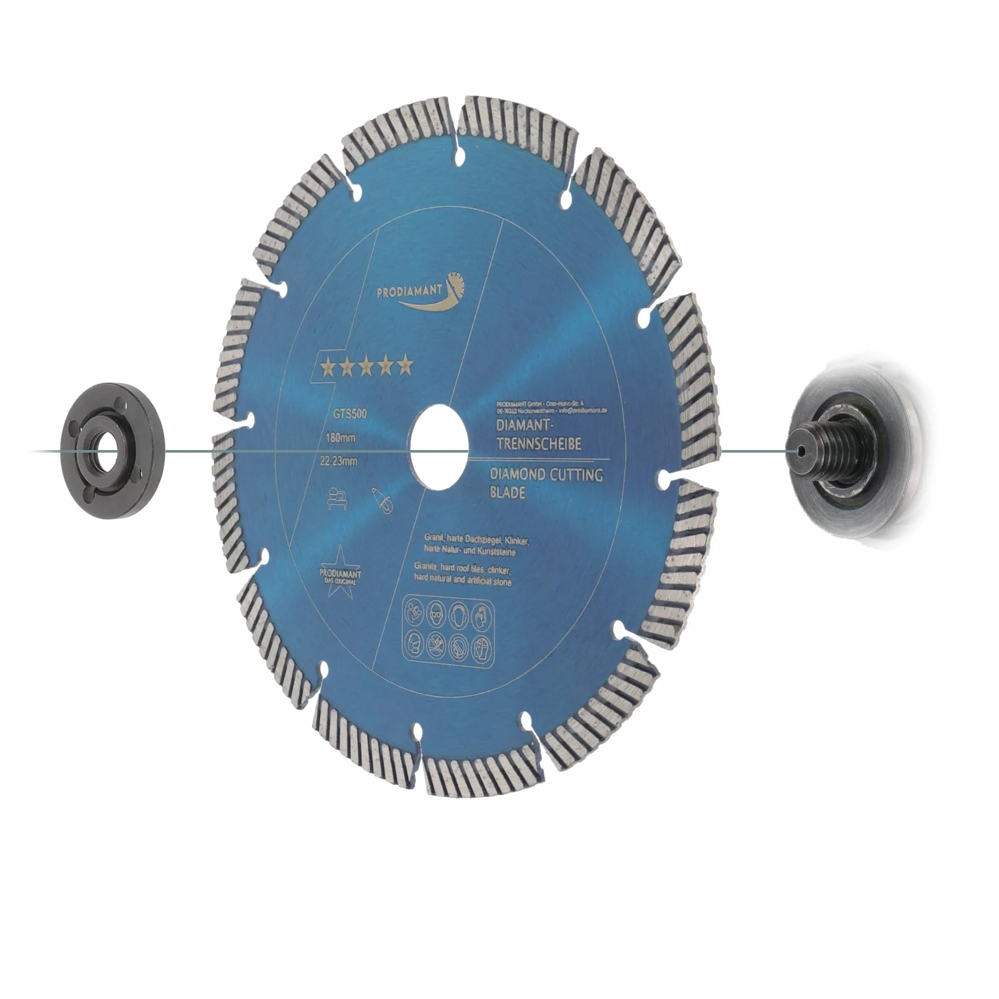 PRODIAMANT profesjonalna diamentowa tarcza do cięcia granitu FASTCUT 180 mm x 22,23 mm diamentowa tarcza tnąca 180 mm do bardzo twardych materiałów budowlanych, takich jak piaskowiec wapienny