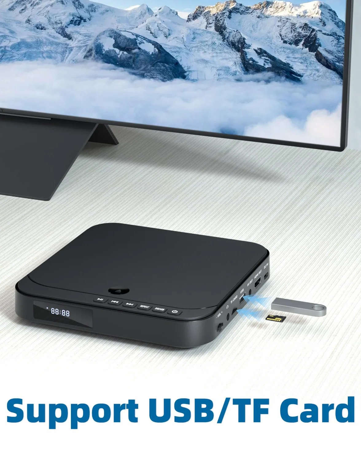 Mini Odtwarzacz DVD HDMI 1080P PAL/NTSC USB TF
