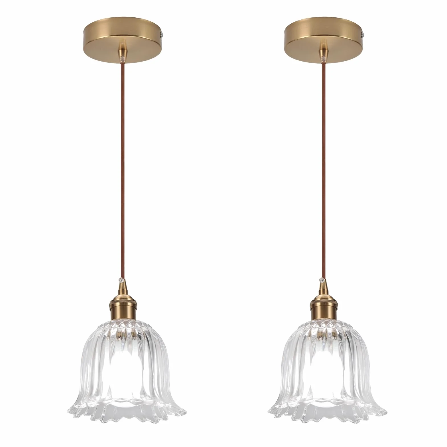 Zestaw 2 lamp wiszących w stylu vintage, przemysłowy, E27, kreatywny żyrandol z kwiatami, szklany klosz, lampa sufitowa do kuchni, jadalni, przedpokoju