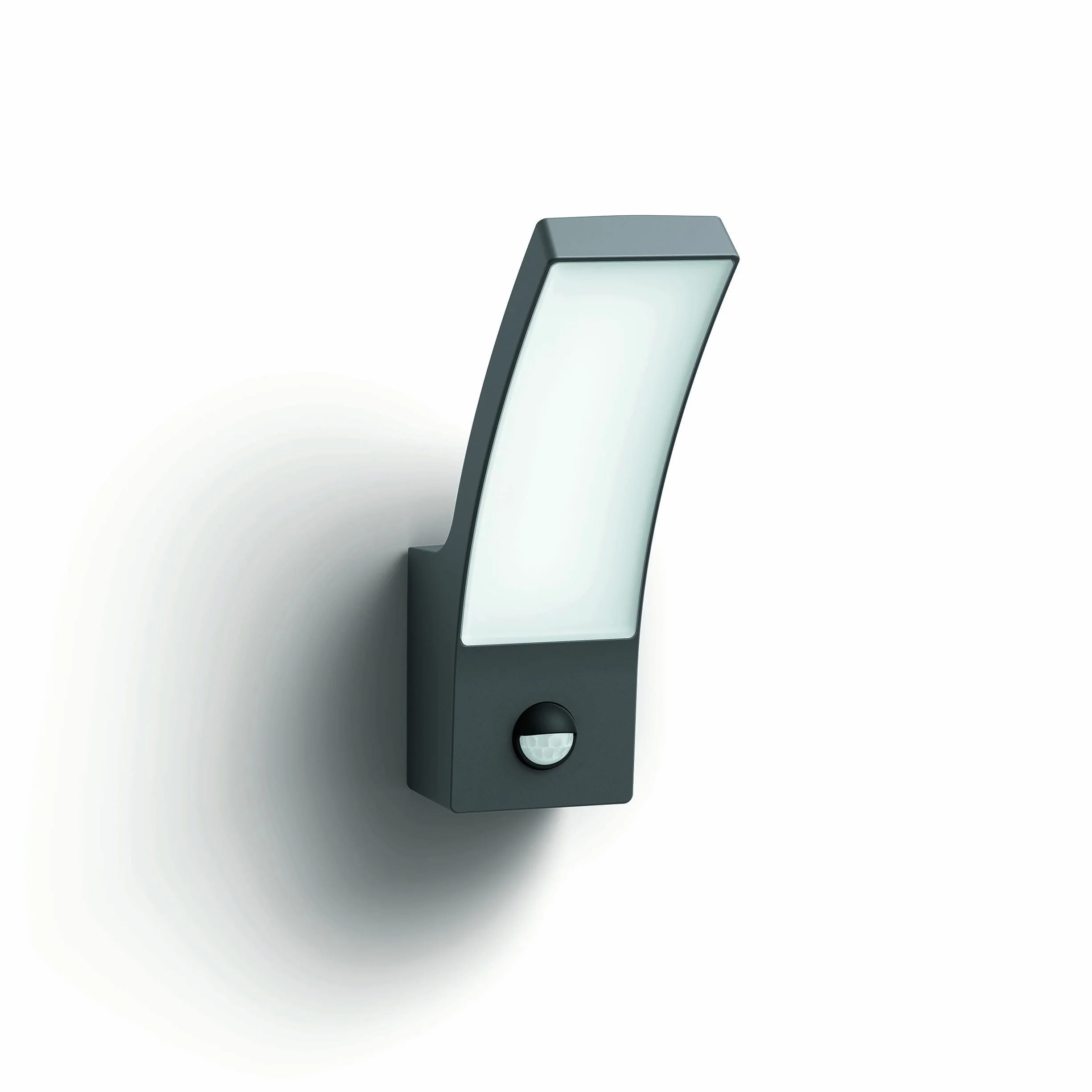 Philips Splay Kinkiet Zewnętrzny LED, 12 W, 1600 lm, 4000 K Światło Zimnobiałe, IP44 Odporny na Warunki Pogodowe, Czujnik Ruchu na Podczerwień, Wbudowane LED, Trwały, Aluminium, Antracyt