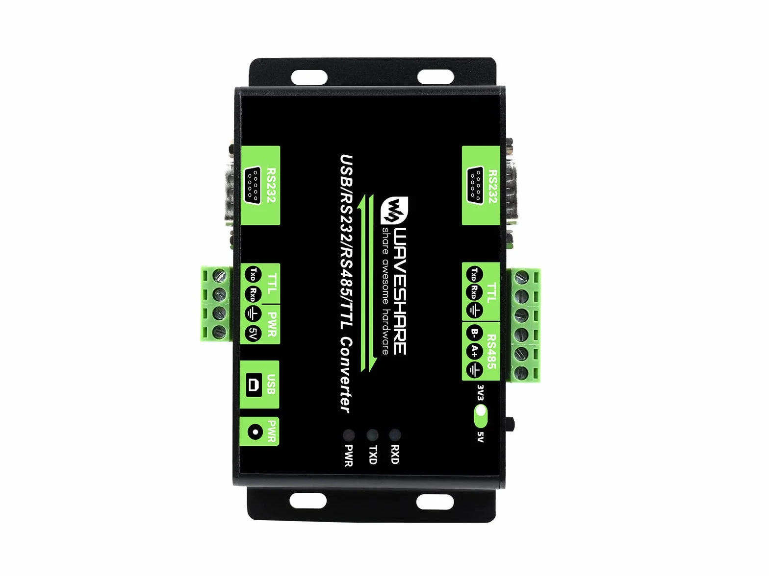 Waveshare Industrial Isolated Multi-Bus Converter USB RS232 RS485 TTL Communication