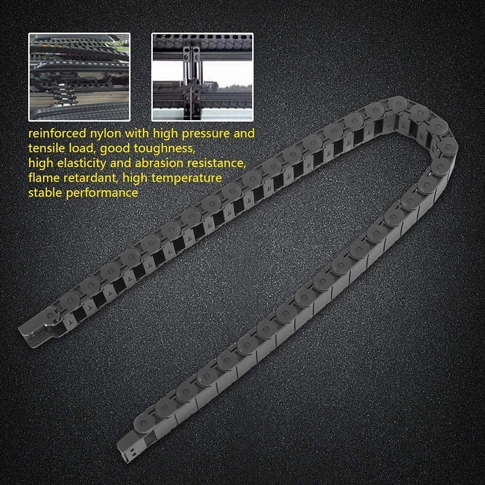 Bagażnik na kabel, 3,28 ft nylonowy łańcuch ciągnący drut kabel grawerowanie akcesorium maszynowe 15 mm x 30 mm długości czarny
