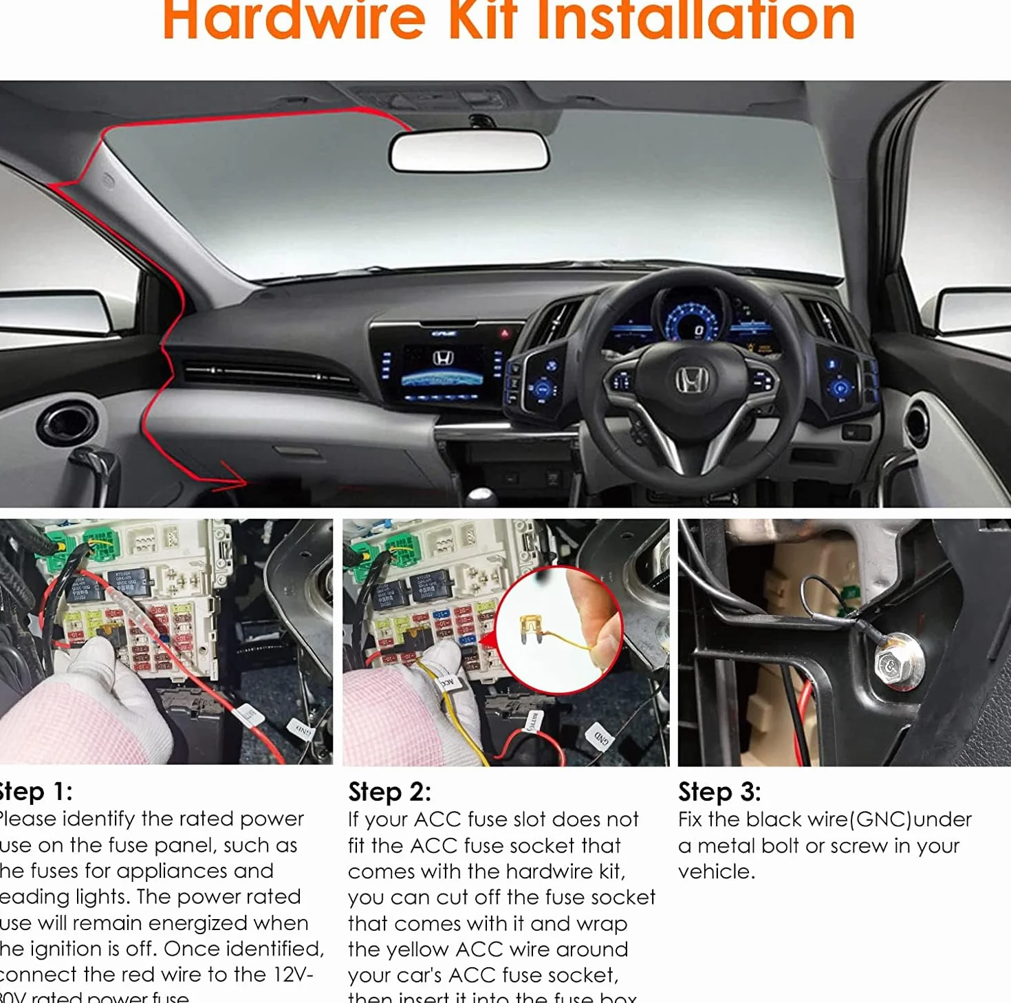 Gebildet Dash Cam Hardwire Kit 12V-24V do 5V Ochrona Niskonapięciowa 13 stóp/320 cm