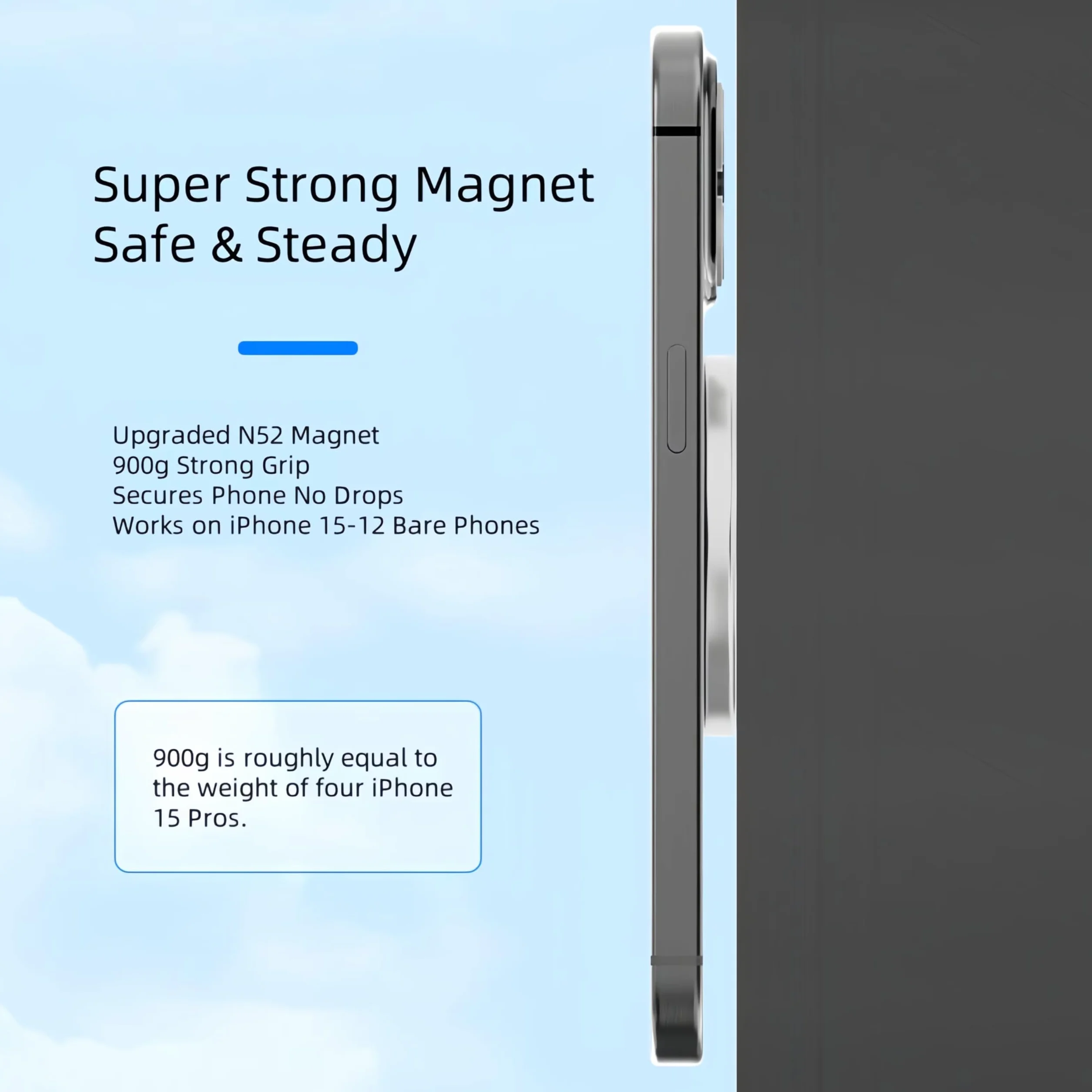 NEO+ Magnetyczny uchwyt ścienny z magnesem N52, mocny uchwyt 900 g, kompatybilny z iPhone 17-12, kompatybilny z MagSafe i innymi telefonami, uniwersalny uchwyt na telefon komórkowy z pierścieniem