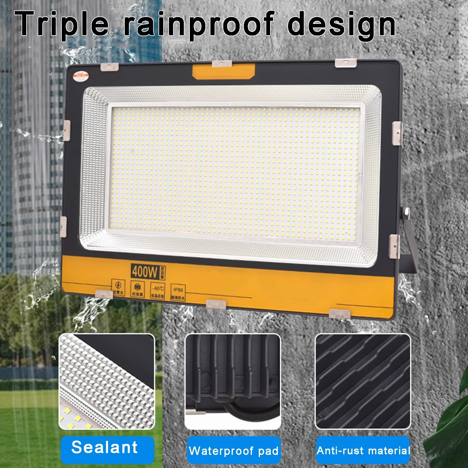 Lampy solarne zewnętrzne, Super jasne oświetlenie Inżynieria Obszar napromieniowania 100-500㎡ dla magazynu, parkingu, parku, billboar(A,400W)