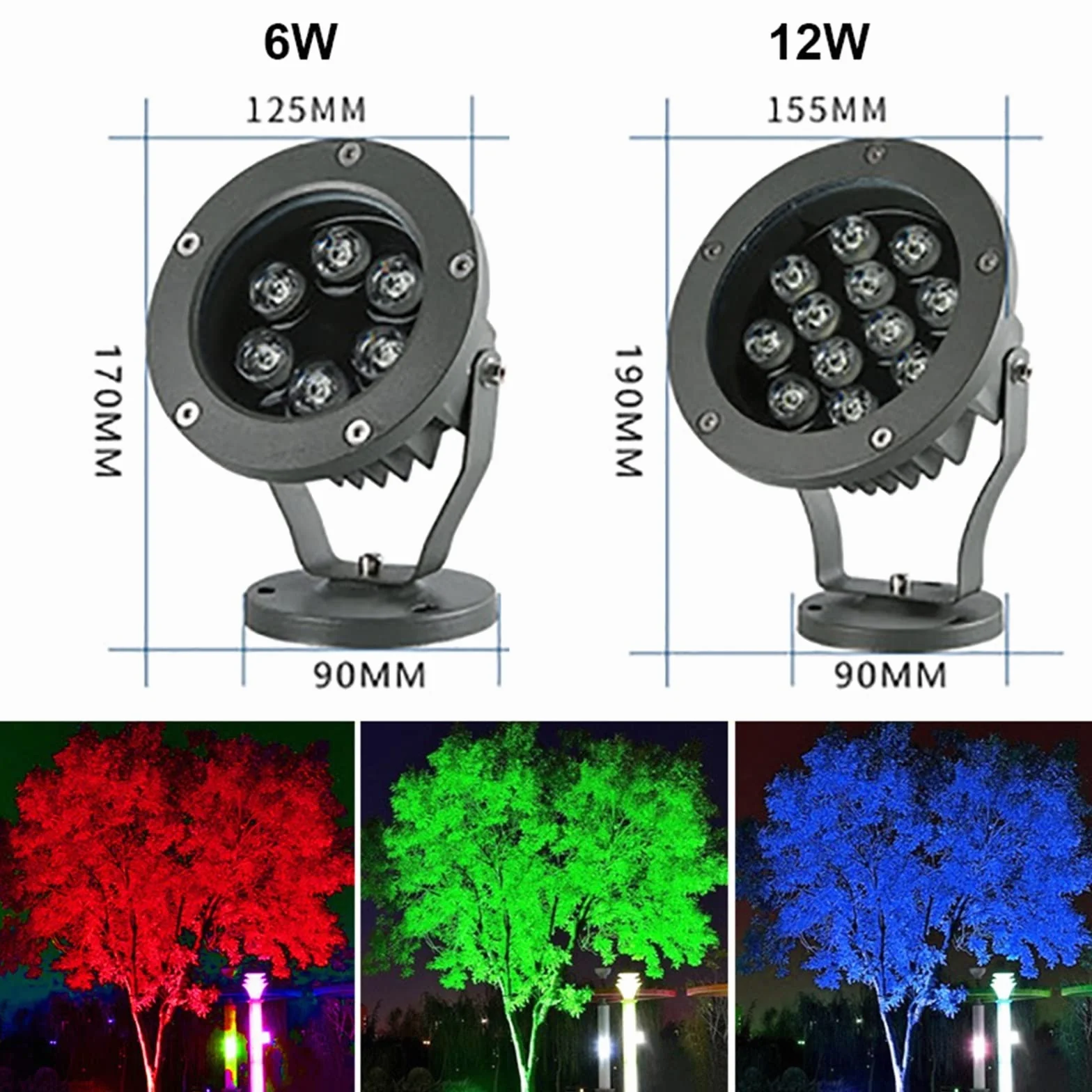 Lampy solarne zewnętrzne, Lampa ścienna o wysokiej jasności, okrągła, ogrodowa, punktowa(Cold White,12W)