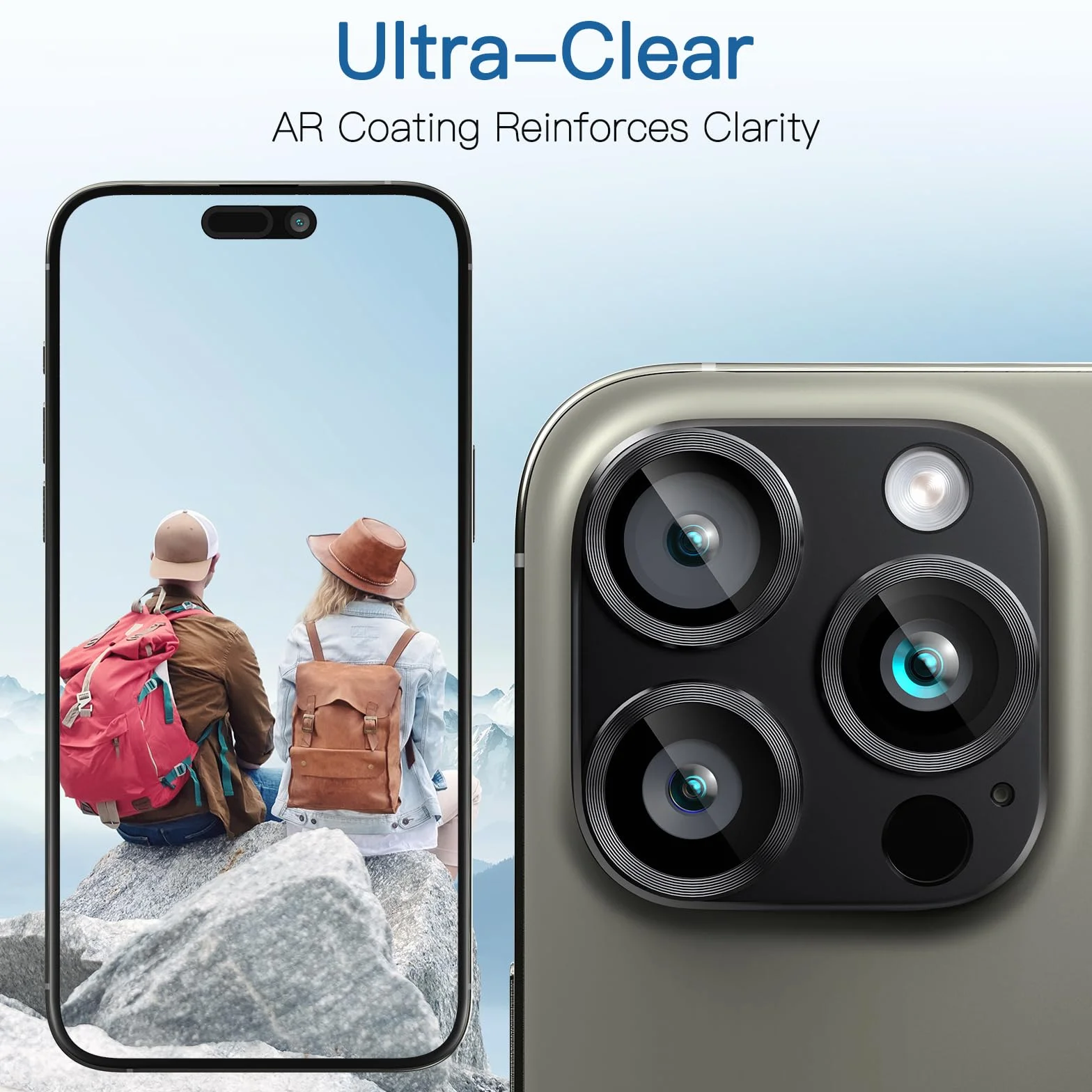 [2-pak ochrony obiektywu aparatu do iPhone 14 Pro / 14 Pro Max, szkło hartowane 9H, aluminiowa osłona płyty, koło nocne, brak pęcherzyków powietrza, czystość HD, łatwa instalacja, kolor