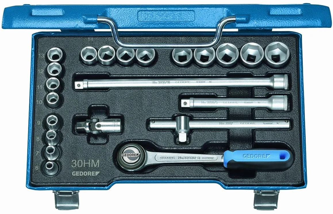 GEDORE D 30 HMU-10 zestaw kluczy nasadowych 3/8" 22-częściowy profil UD 6-22 mm, cal/6-22 mm, 3/8 cala/6-22 mm