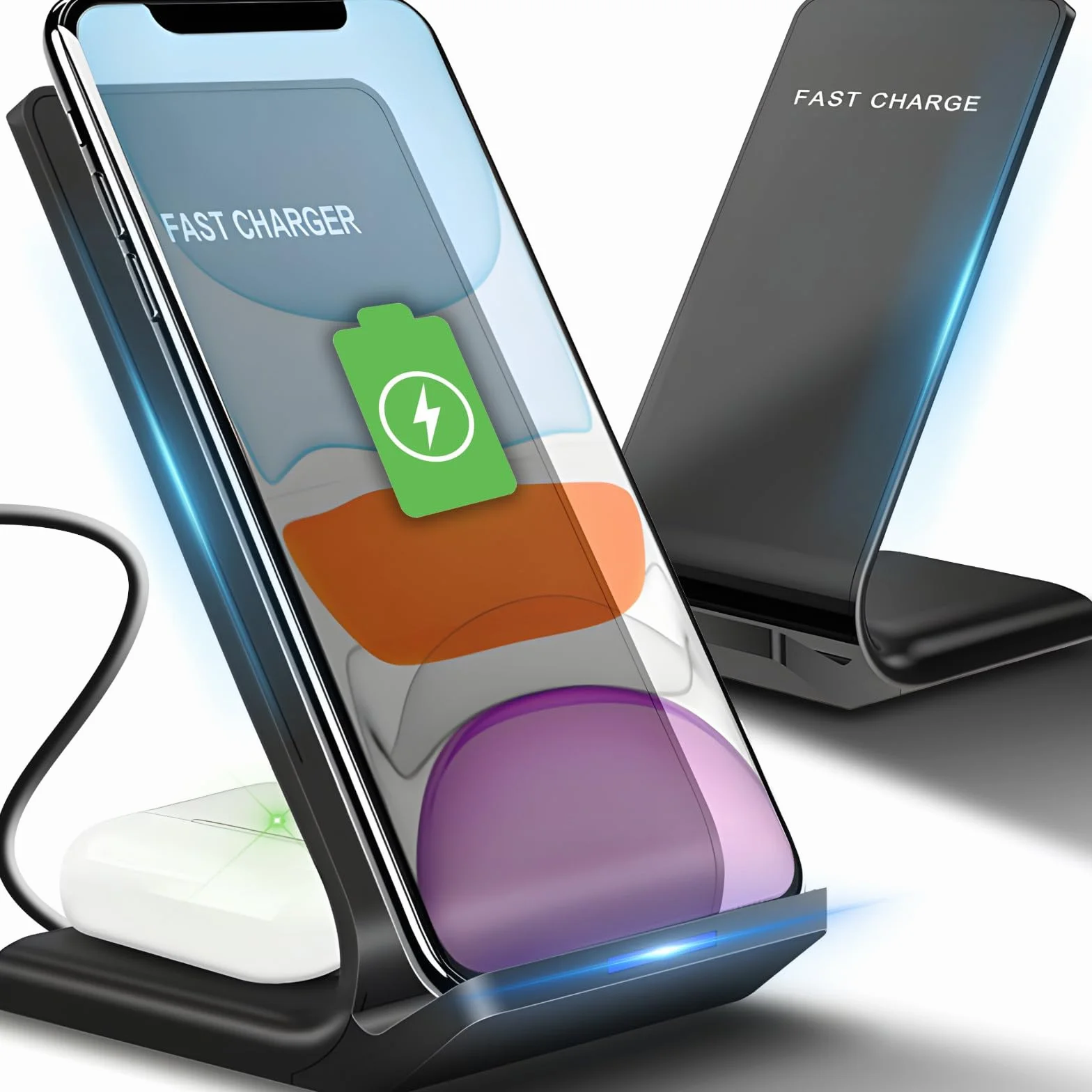 Retoo Bezprzewodowa Ładowarka Stojąca 10W Qi do iPhone 12/11 Pro/X/13