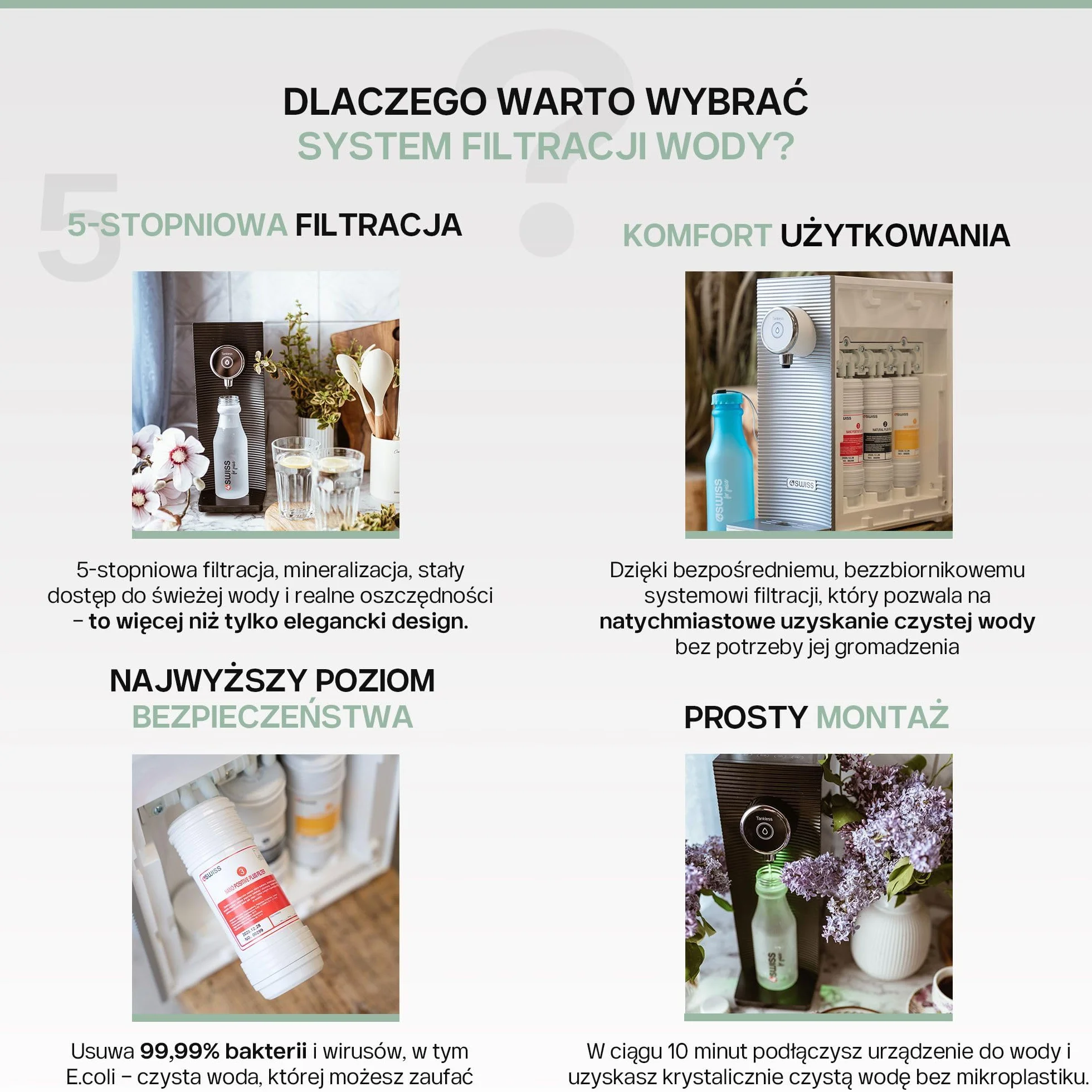 4Swiss WFF021 System Filtrowania Wody, Biały, 14,5 W