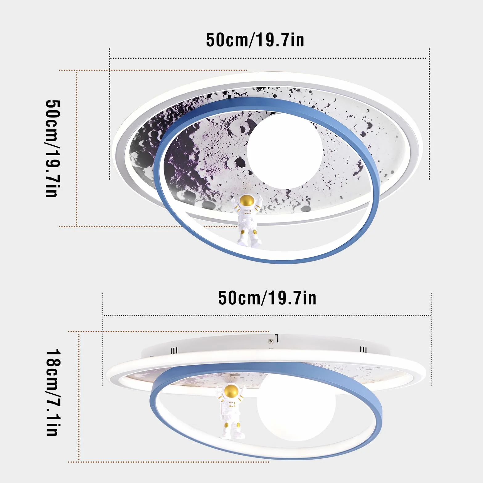Lampa sufitowa do pokoju dziecięcego, ściemniana, lampa sufitowa LED, księżyc, astronauta, lampa sufitowa z pilotem zdalnego sterowania, dla dzieci, dziewczynek, chłopców, do salonu, sypialni, pokoju