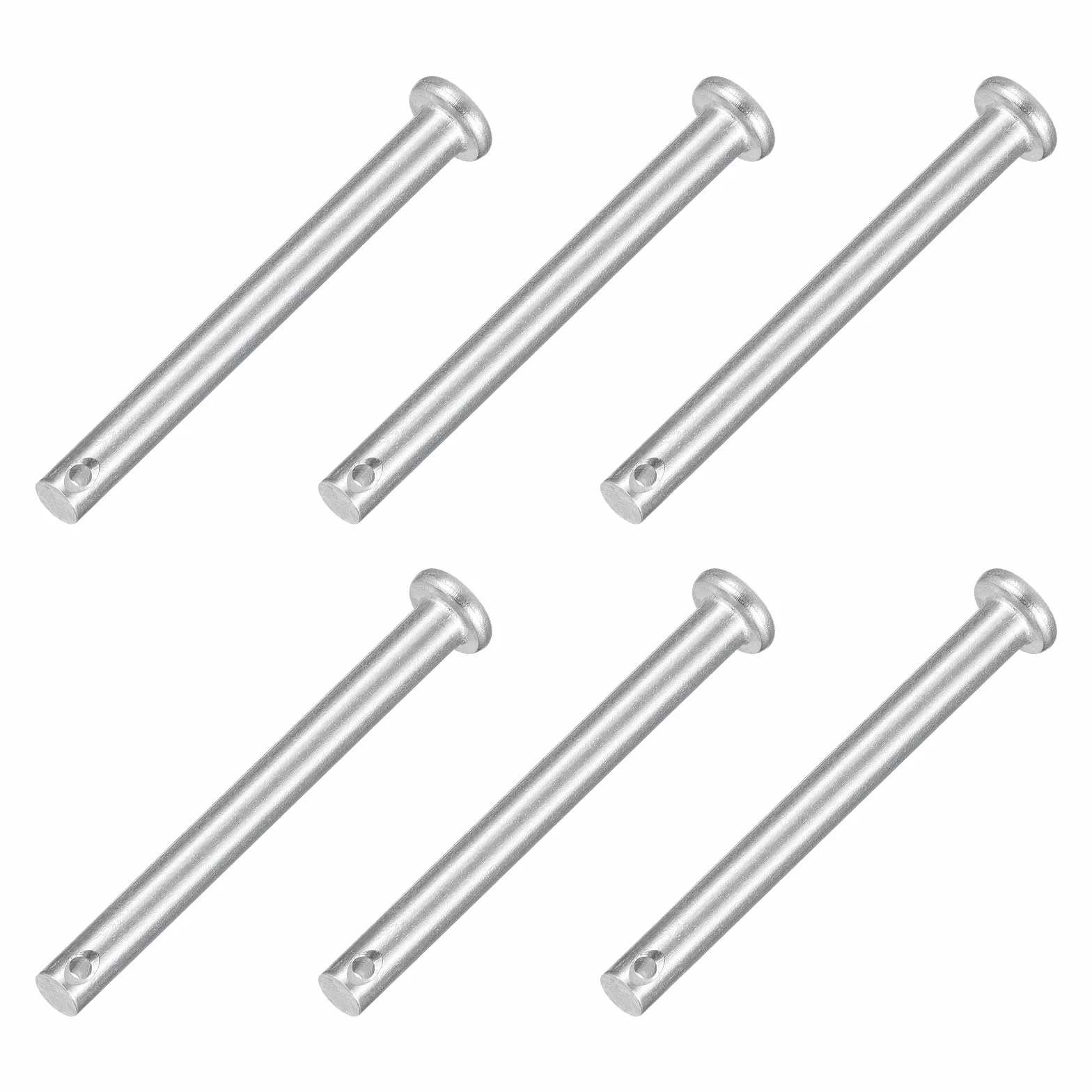 QUARKZMAN 6 sztuk M5 x 50 mm pojedynczy otwór sworzeń widelca 304 stal szlachetna płaski łeb trzpień Hitch Pin do przyczepy, zatrzasków, naprawy mechaniki, montażu mebli, wyposażenia przemysłowego