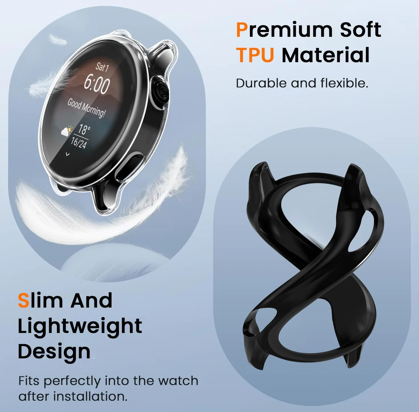 Ivoler Etui Ochronne TPU do Garmin Vivoactive 6, 3 sztuki, Pełne Pokrycie, Ultracienkie