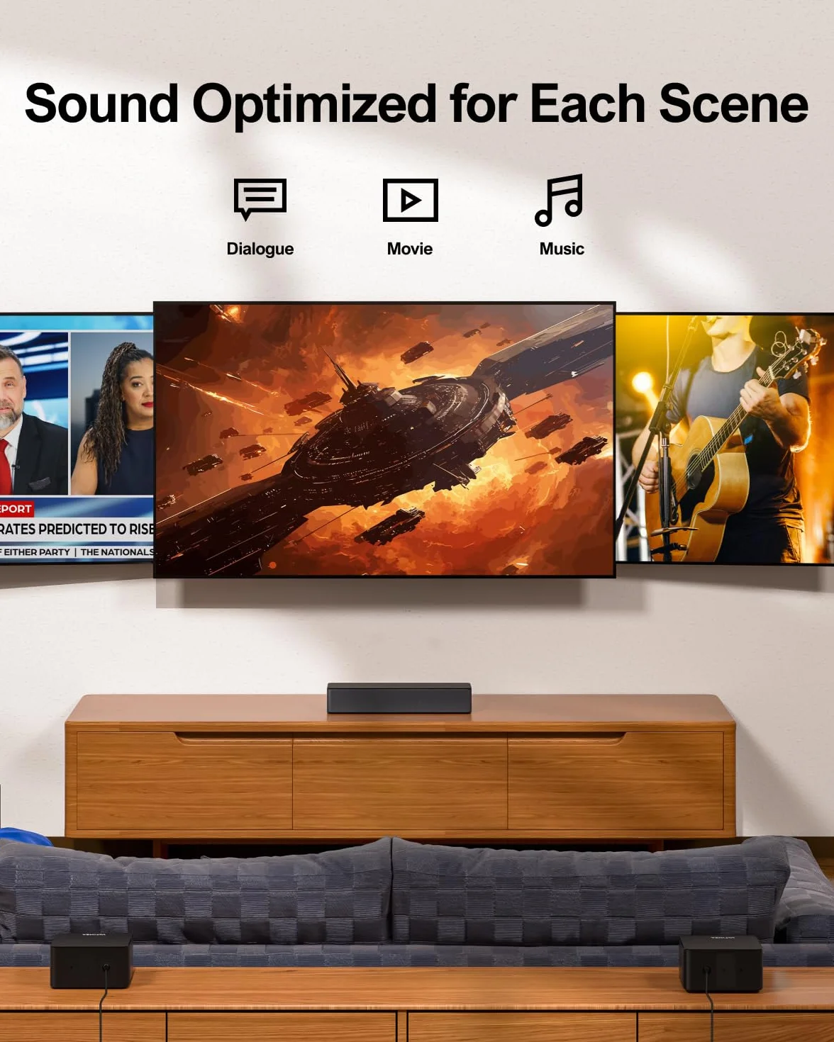 ULTIMEA Soundbar 5.1 Dolby Atmos, system dźwięku przestrzennego 3D, subwoofer, Bluetooth 5.3, Poseidon D60
