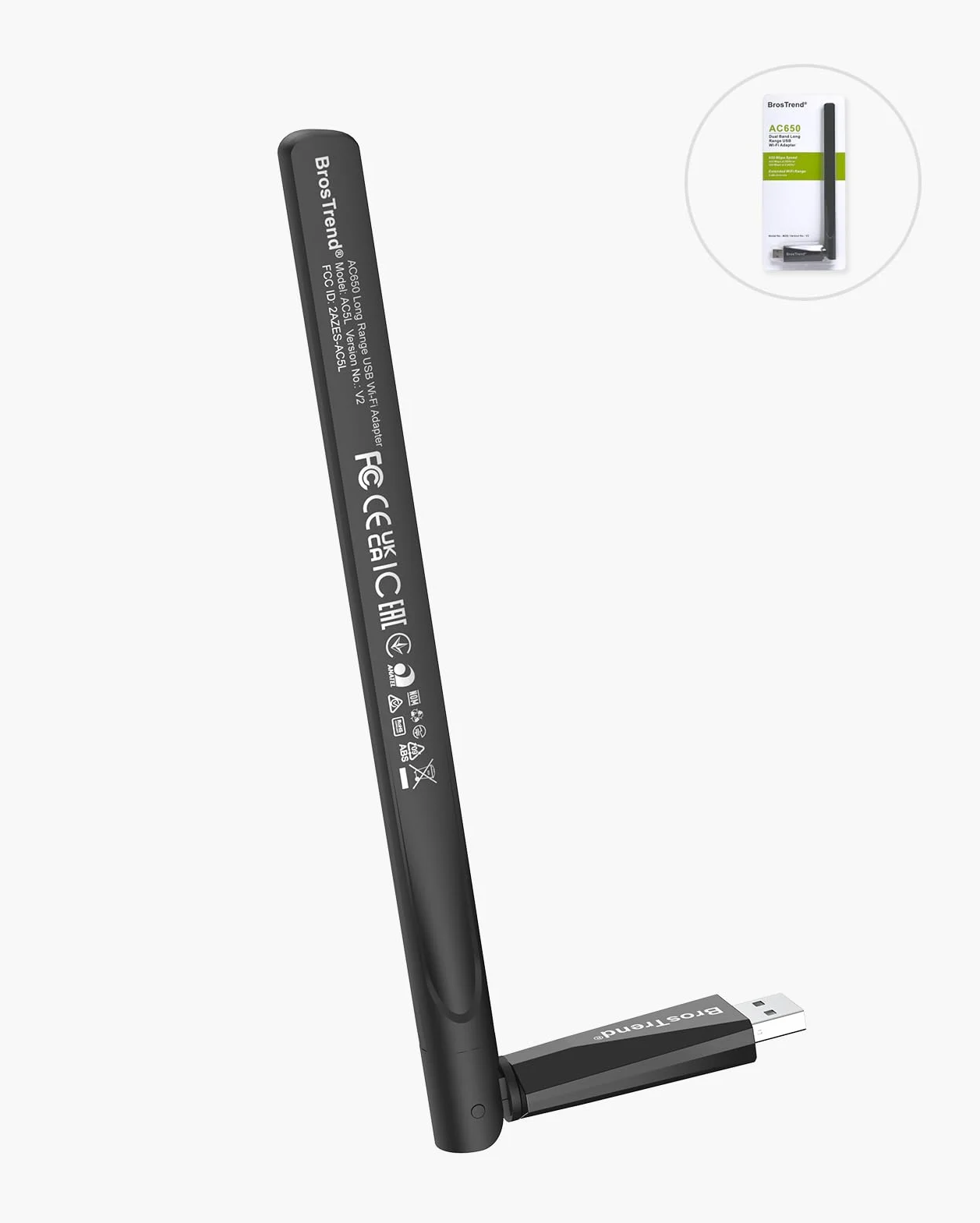 BrosTrend Dwuzakresowy Adapter USB WiFi 650 Mb/s Linux Kali Ubuntu
