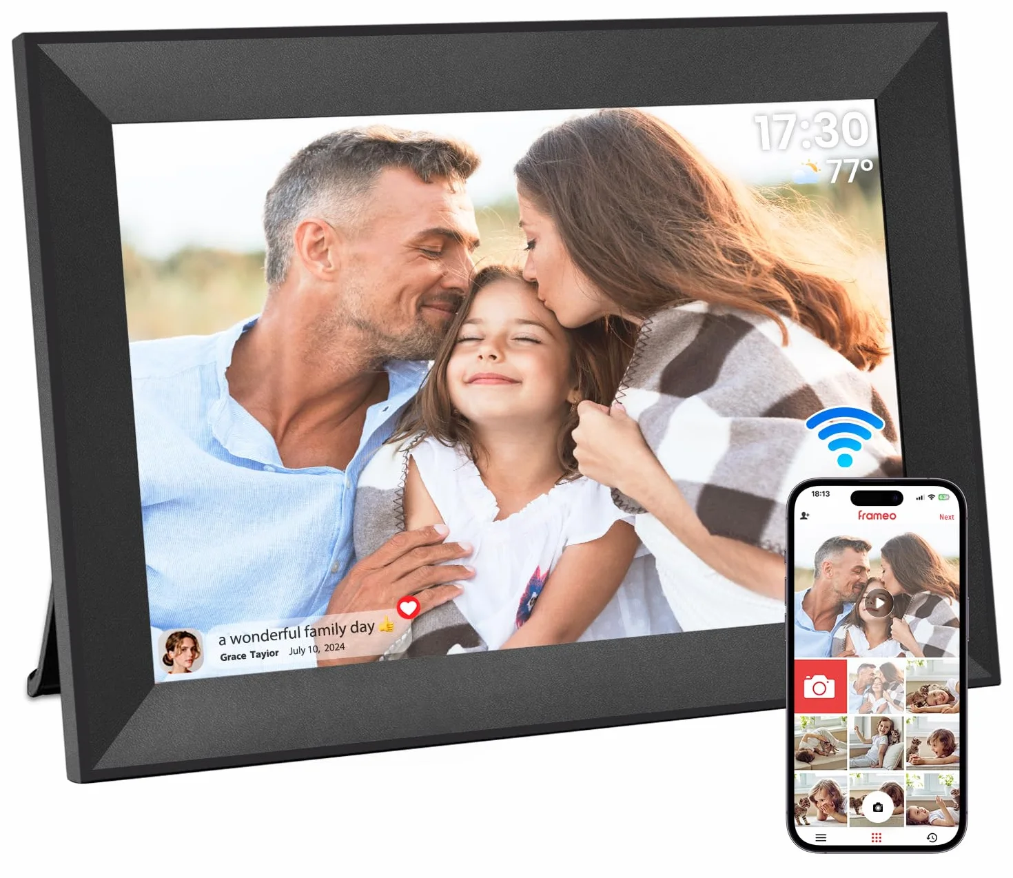 Hesmor Cyfrowa ramka na zdjęcia WLAN 10,1" 1280x800 HD IPS dotykowy ekran LCD 32 GB Frameo