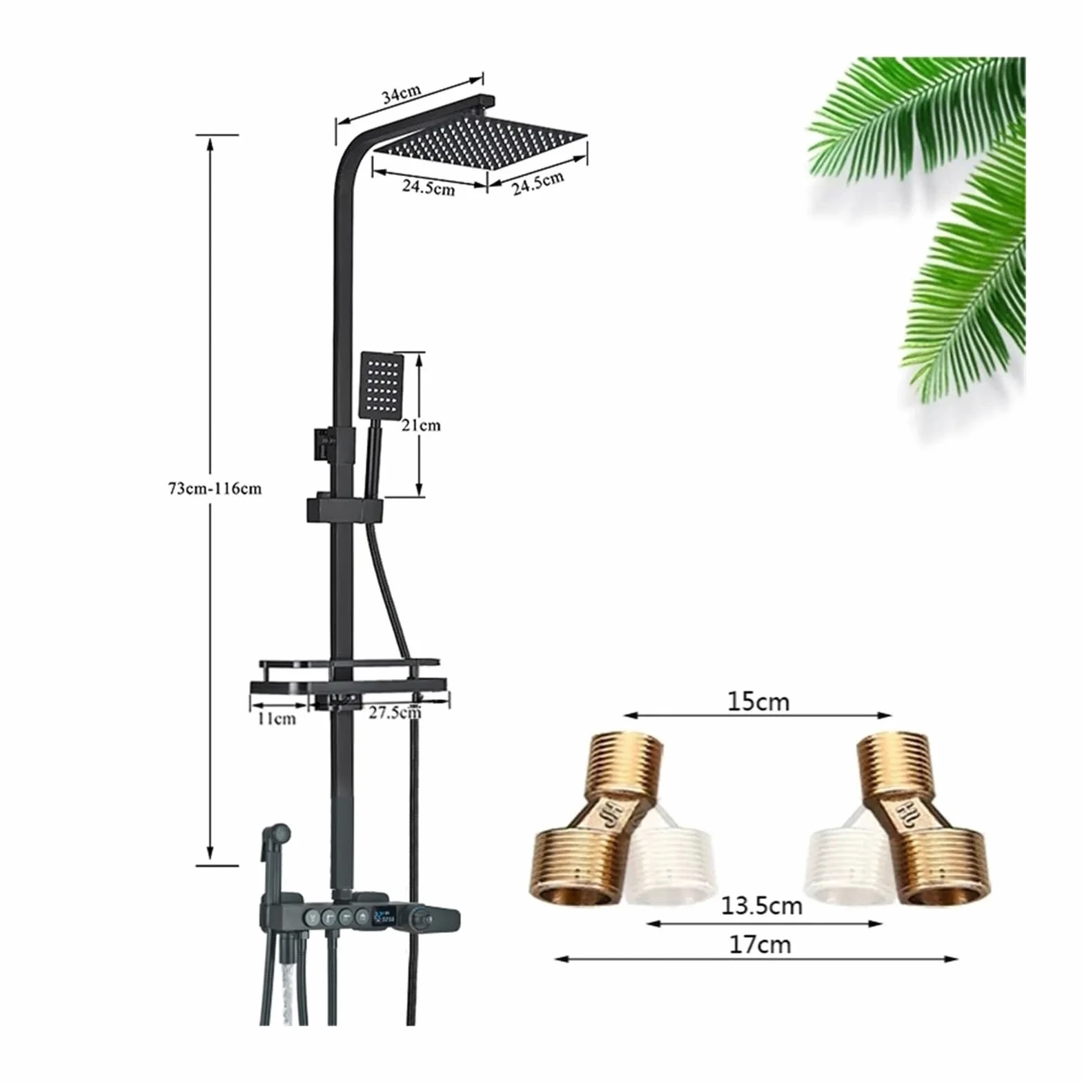 Zestaw Termostatyczny Natryskowy Czarny/Chrom Zestawy Termostatycznych Baterii Natryskowych Cyfrowy Wyświetlacz Łazienka Bateria Natryskowa Mosiężny System Natryskowy Zestaw Natryskowy Z Deszczownicą