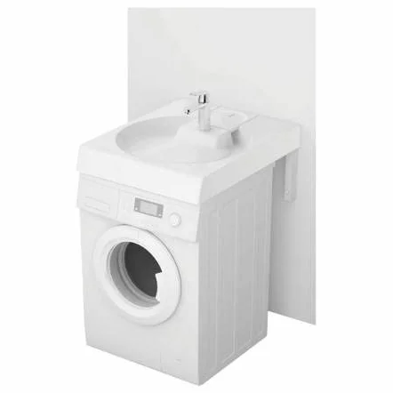 Standardowa umywalka oszczędzająca miejsce w pralce GPM DUŻA - kompaktowy syfon schodkowy z tyłu - 63 x 60 cm prześwit pod umywalką