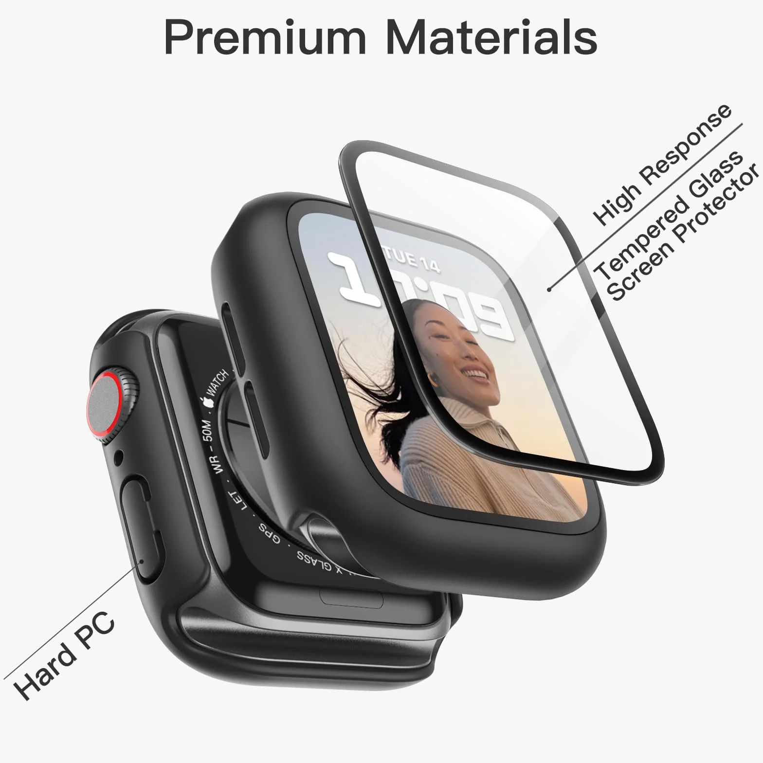 JETech Etui Ochronne z Folii Hartowanej do Apple Watch SE 3/2/1 (2025/2022/2020) / Series 6 5 4 44mm, 2 Sztuki, Czarny