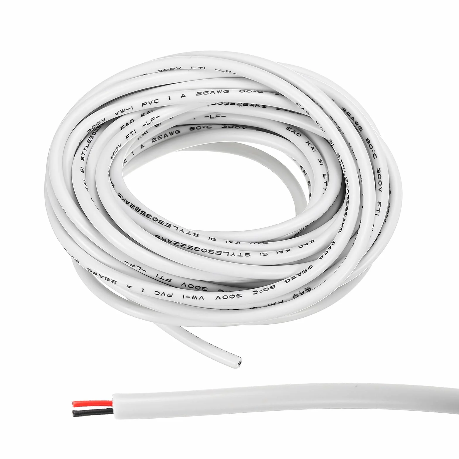 QUARKZMAN 26Awg Drut Elektryczny 2 Przewody Ul2464 Oświetlenie Led Zasilanie Kabel cynowy Miedź 9.8Ft Niskie napięcie Pvc Case Miękki Przedłużacz Biały Przewód do taśm Led Oświetlenie Lampy