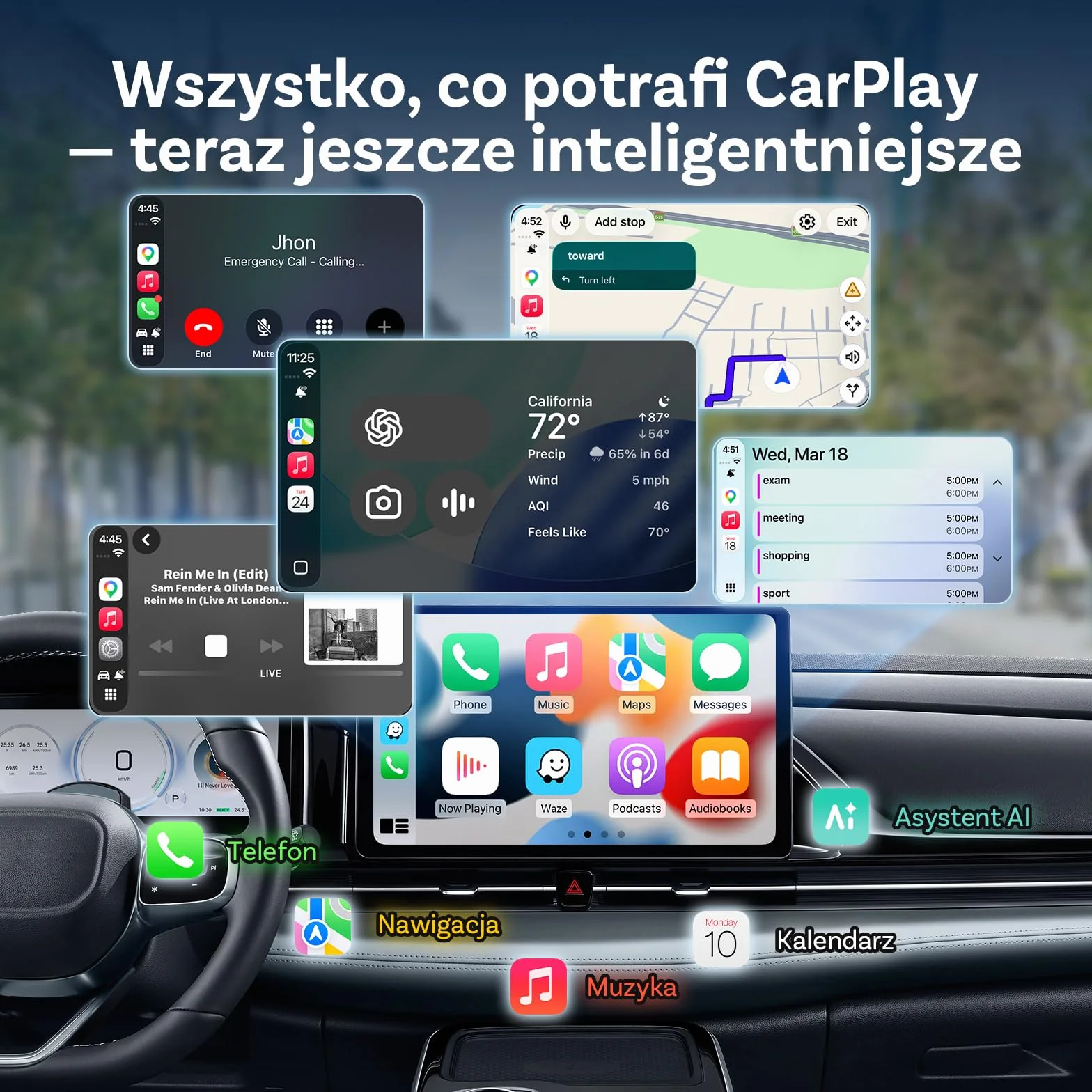 2026 Upgrade Ottocast Mini Cube, Bezprzewodowy Adapter CarPlay & Android Auto, Plug & Play, 2.4G+5G, Automatyczne Ponowne Połączenie, Kompatybilny z autami po 2016 z przewodowym CarPlay/Android Auto