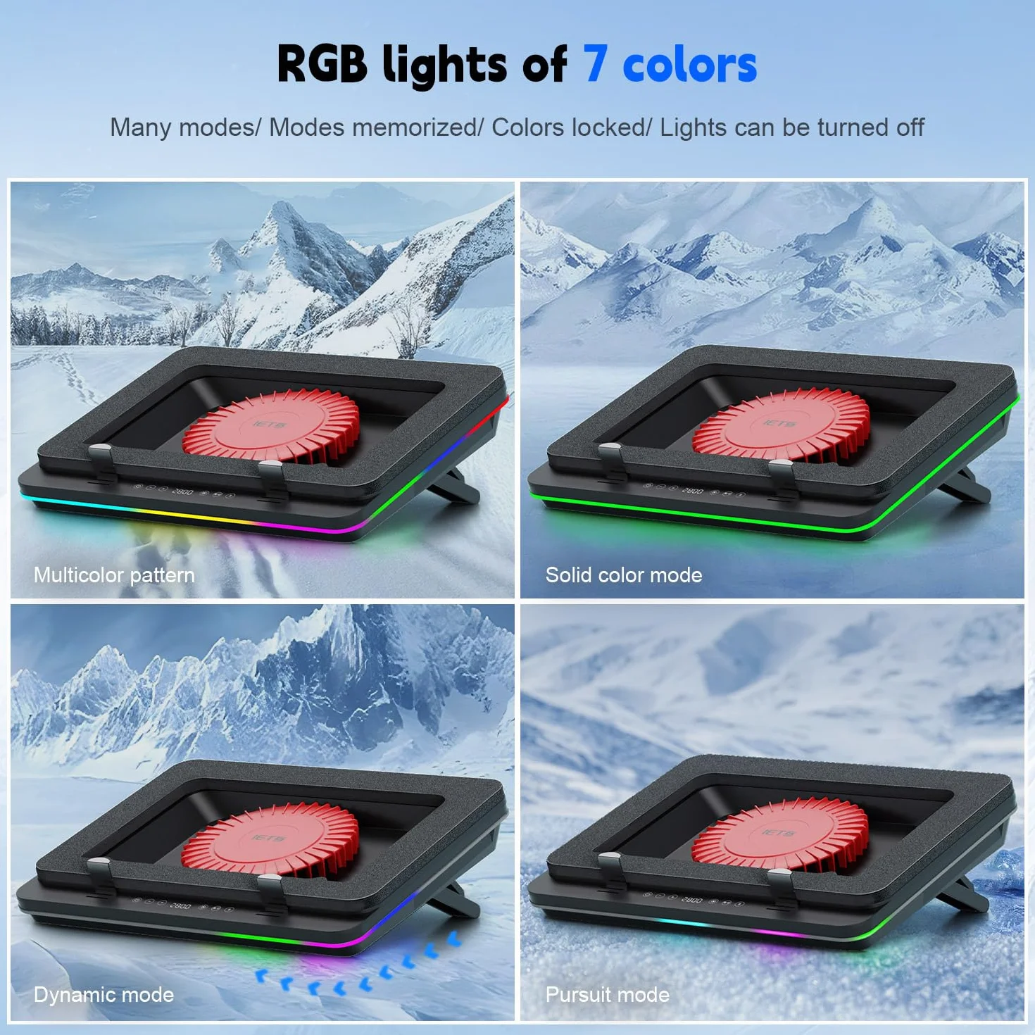 IETS GT600 RGB podkładka chłodząca do laptopa 14-19,3 cala 3 porty USB filtr
