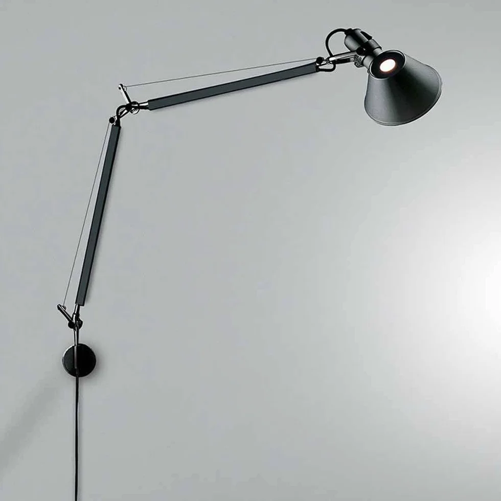 Lampy ścienne, Długie kinkiety ścienne z wysięgnikiem obrotowym, Żelazna lampa robocza, Składane oświetlenie ścienne, Srebrne oprawy ścienne do nauki, Lampa ścienna