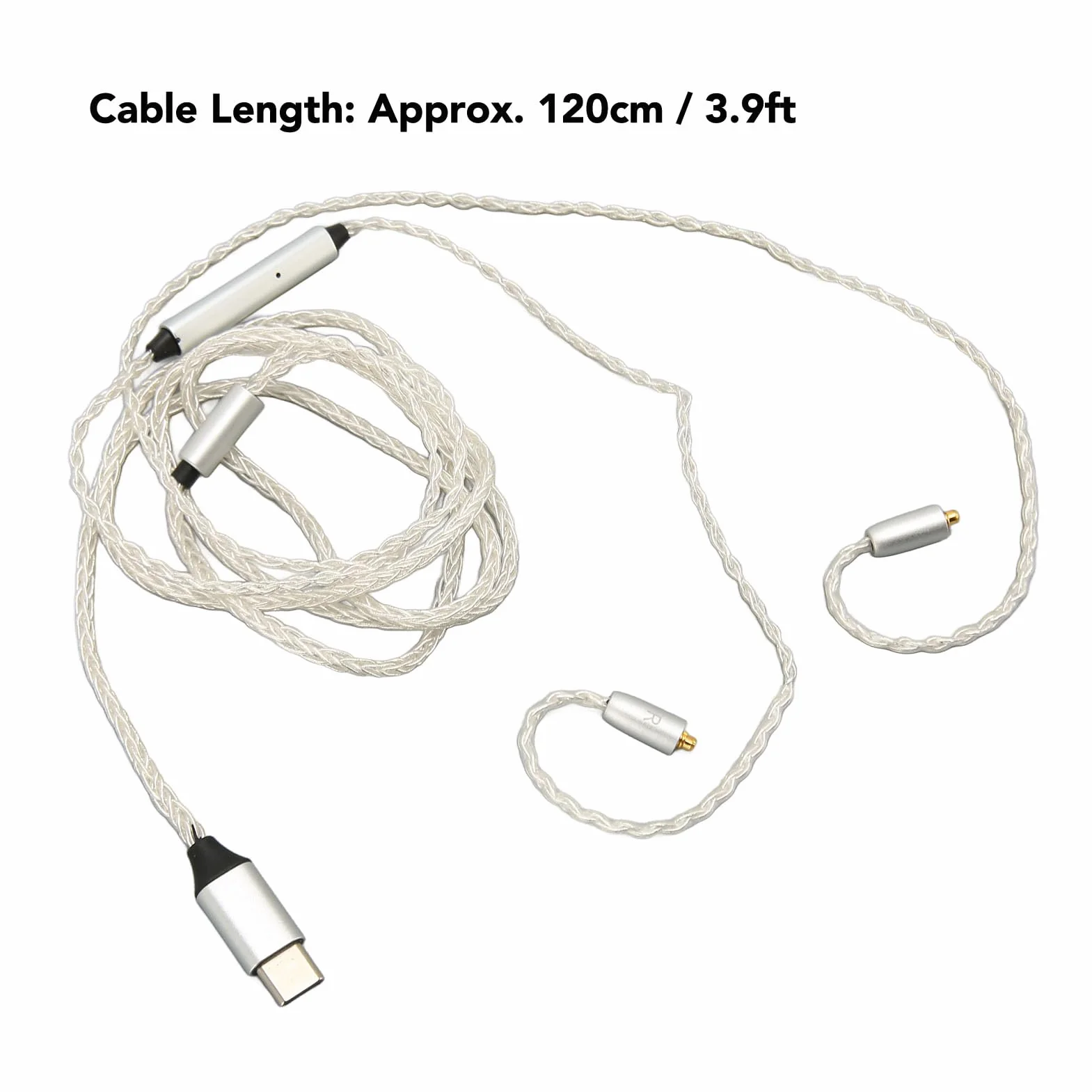 Kabel Słuchawkowy Typu C do MMCX z Mikrofonem, Beztlenowy Miedziany, do SE215 SE315 SE535 SE846 UE900, Biały, 3.9ft