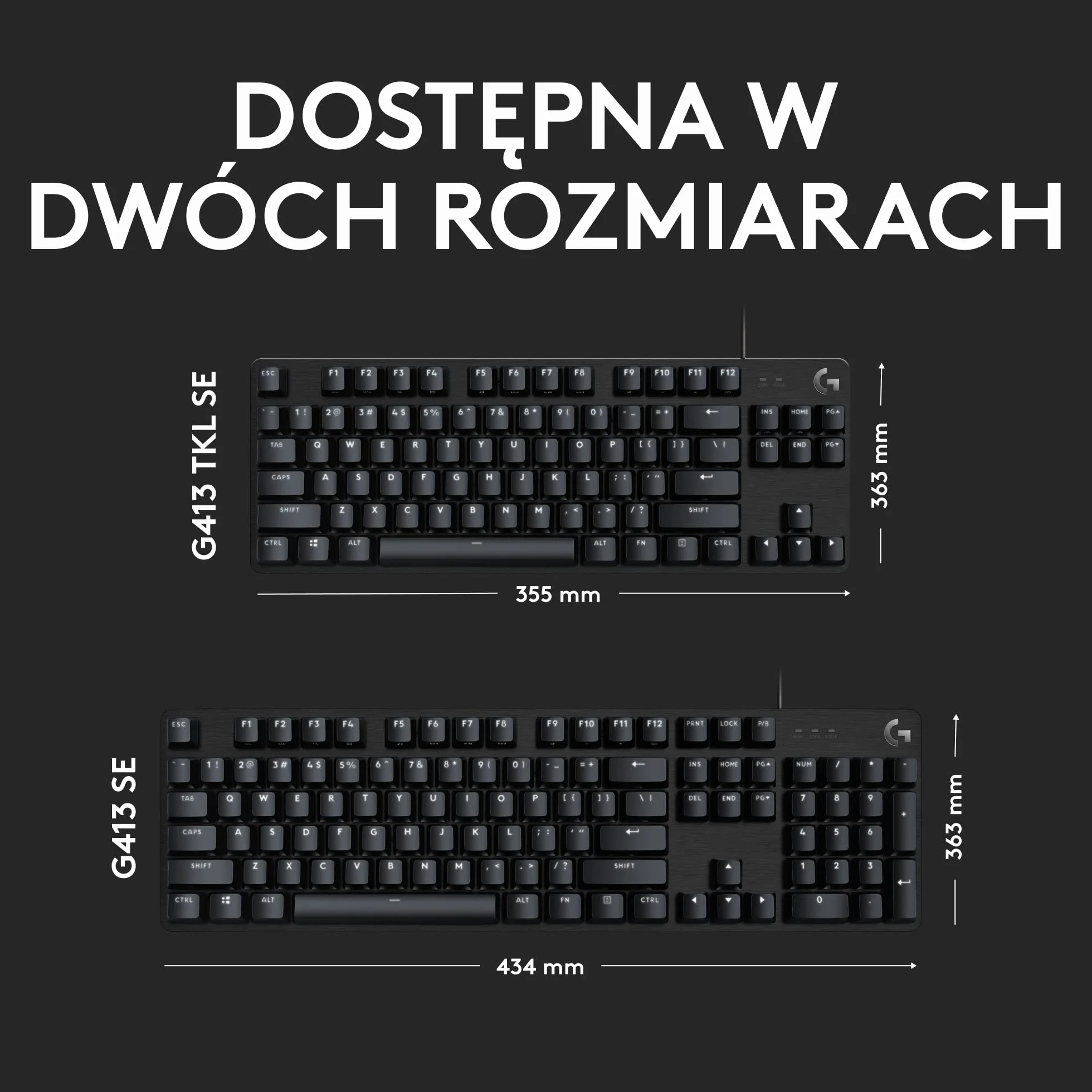 Logitech G G413 TKL SE klawiatura mechaniczna dla graczy z przełącznikami dotykowymi Anti-Ghosting QWERTY US Czarny