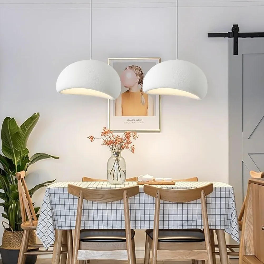 Nowoczesna Lampa Wisząca Japoński Styl Wabi-Sabi E27 Biały Kreatywny Żyrandol Stół Do Jadalni Lampa Wisząca Oświetlenie Wewnętrzne Regulowana Dekoracja Domu Do Jadalni Światło Wyspy Kuchennej(A,