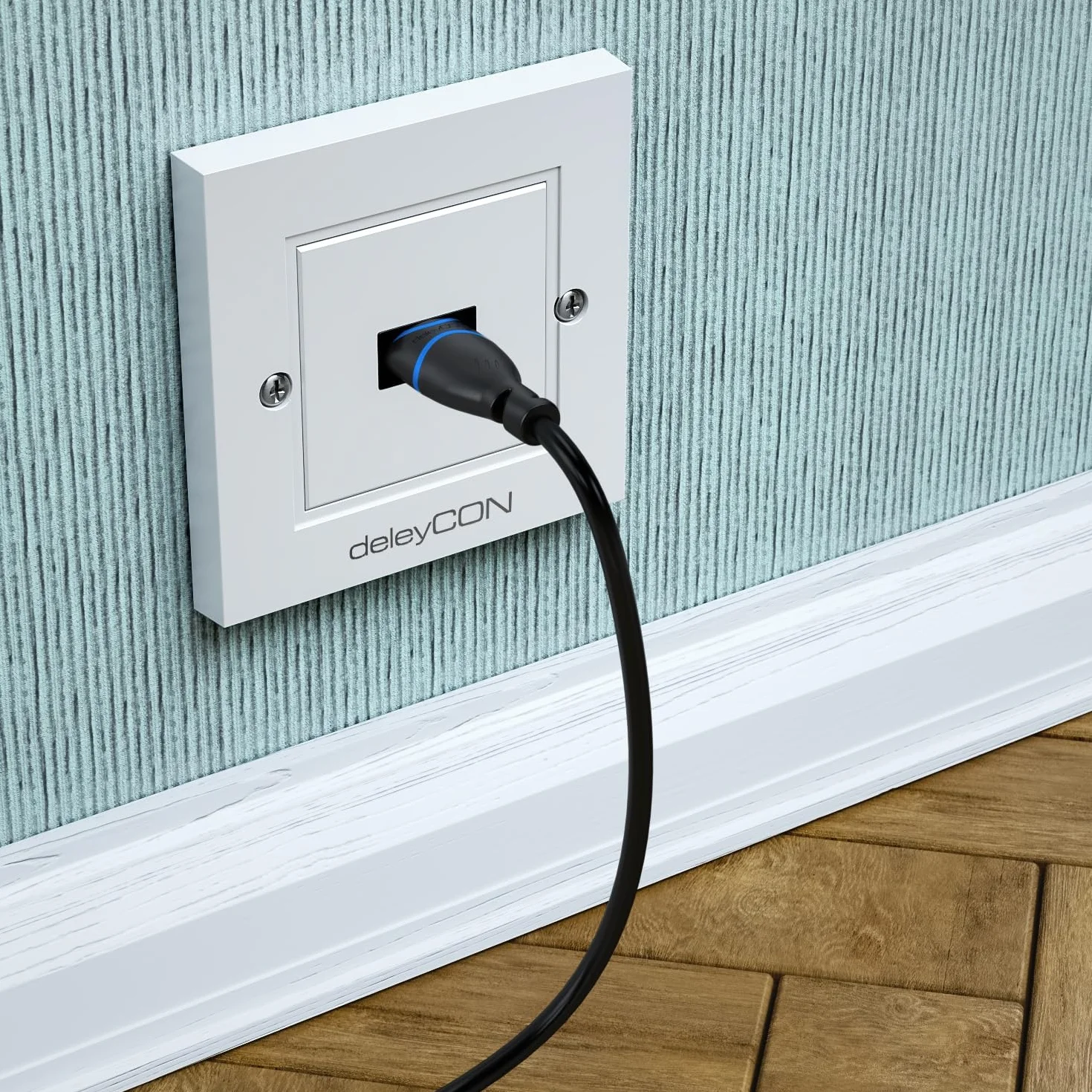 deleyCON HDMI Gniazdo Ścienne 2x Port Podtynkowy 4K 8K EARC Biały 80x80mm