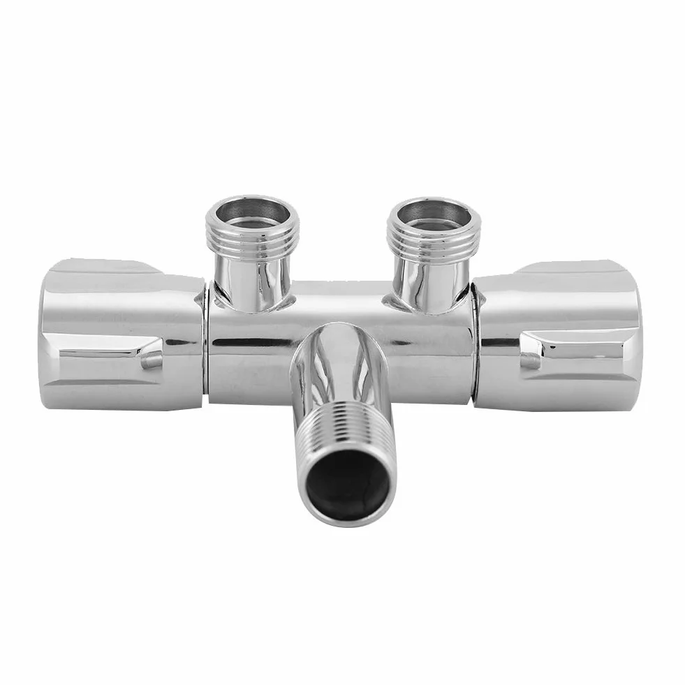 Viagasafamido Zawór Kątowy Bidet Toaletowy Miedziany Podwójny Przełącznik G1/2 Bateria Natryskowa Akcesoria Łazienkowe Zawór Wyjściowy